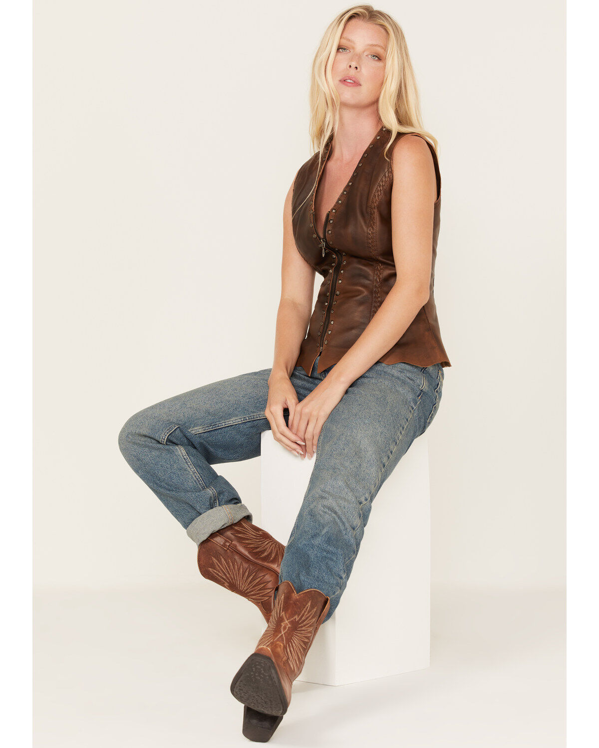 Cripple Creek Women's Antique Finish Stud Vest