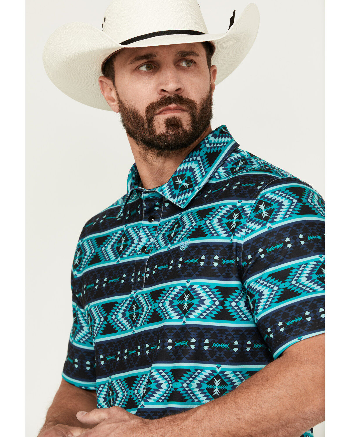 Panhandle Men's Southwestern Print Short Sleeve Performance Polo Shirt