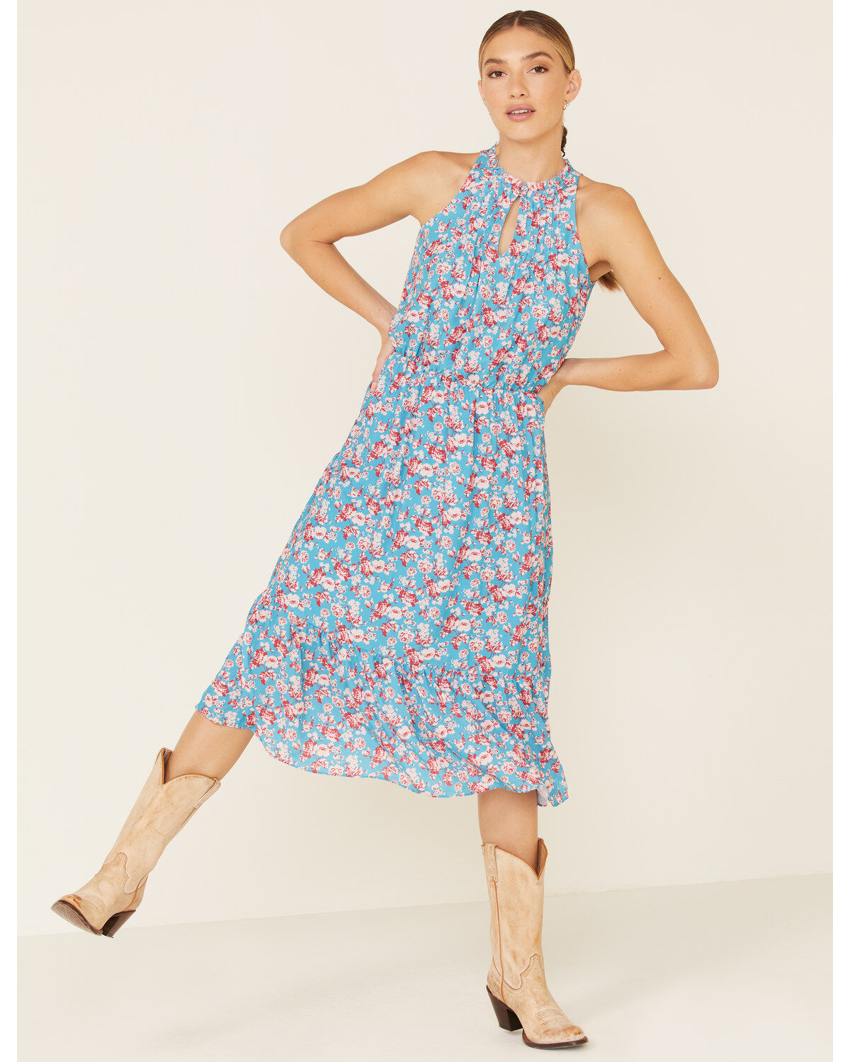 Stetson Women's Floral Prairie Sleeveless Midi Dress