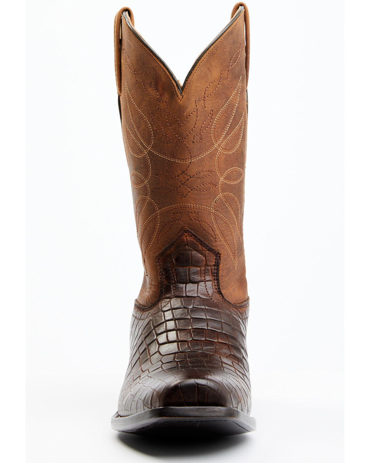 Moonshine Spirit Men's Madison Brown Printed Leather Western Boots - Square Toe