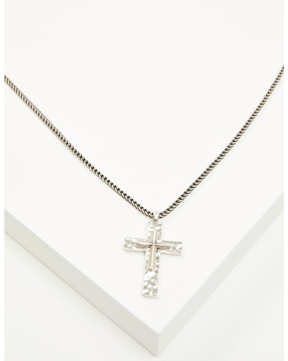 Cody James Men's Hammered Double Cross Necklace