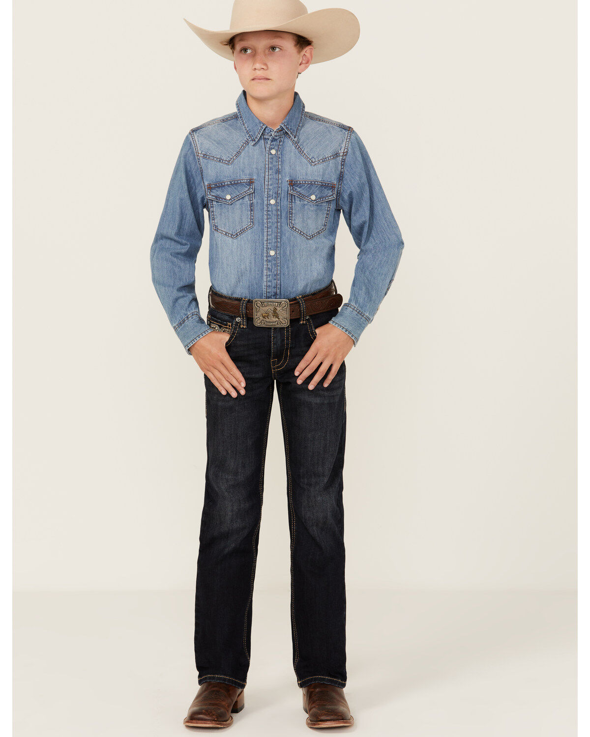 Rock & Roll Denim Boys' Dark Wash Bootcut Stretch Denim Jeans