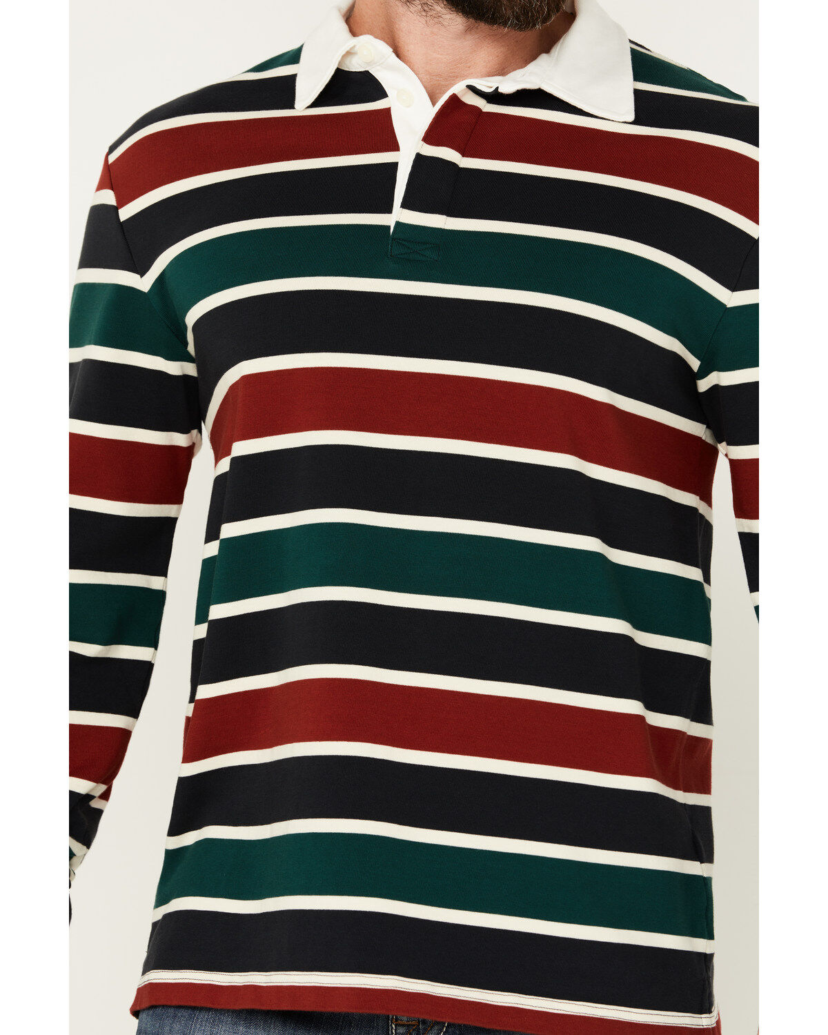 Pendleton Men's Decker Rugby Striped Long Sleeve Polo Shirt