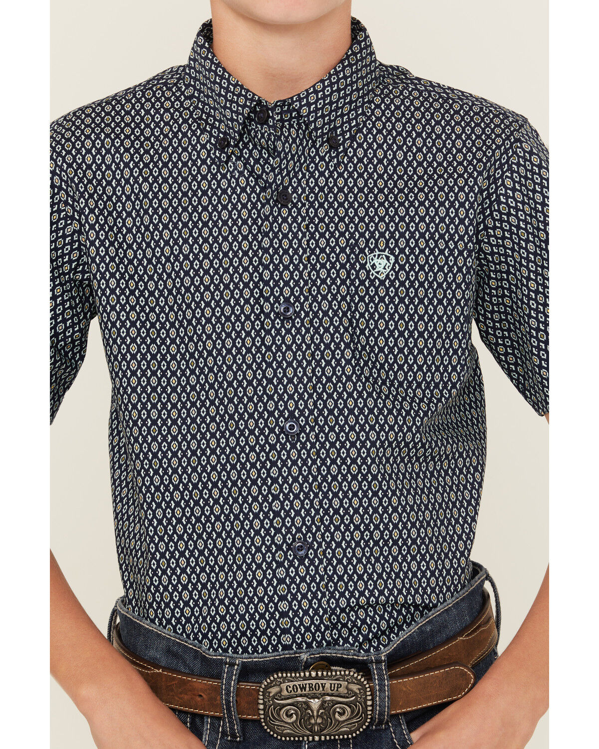 Ariat Boys' Geo Print Short Sleeve Button-Down Western Shirt