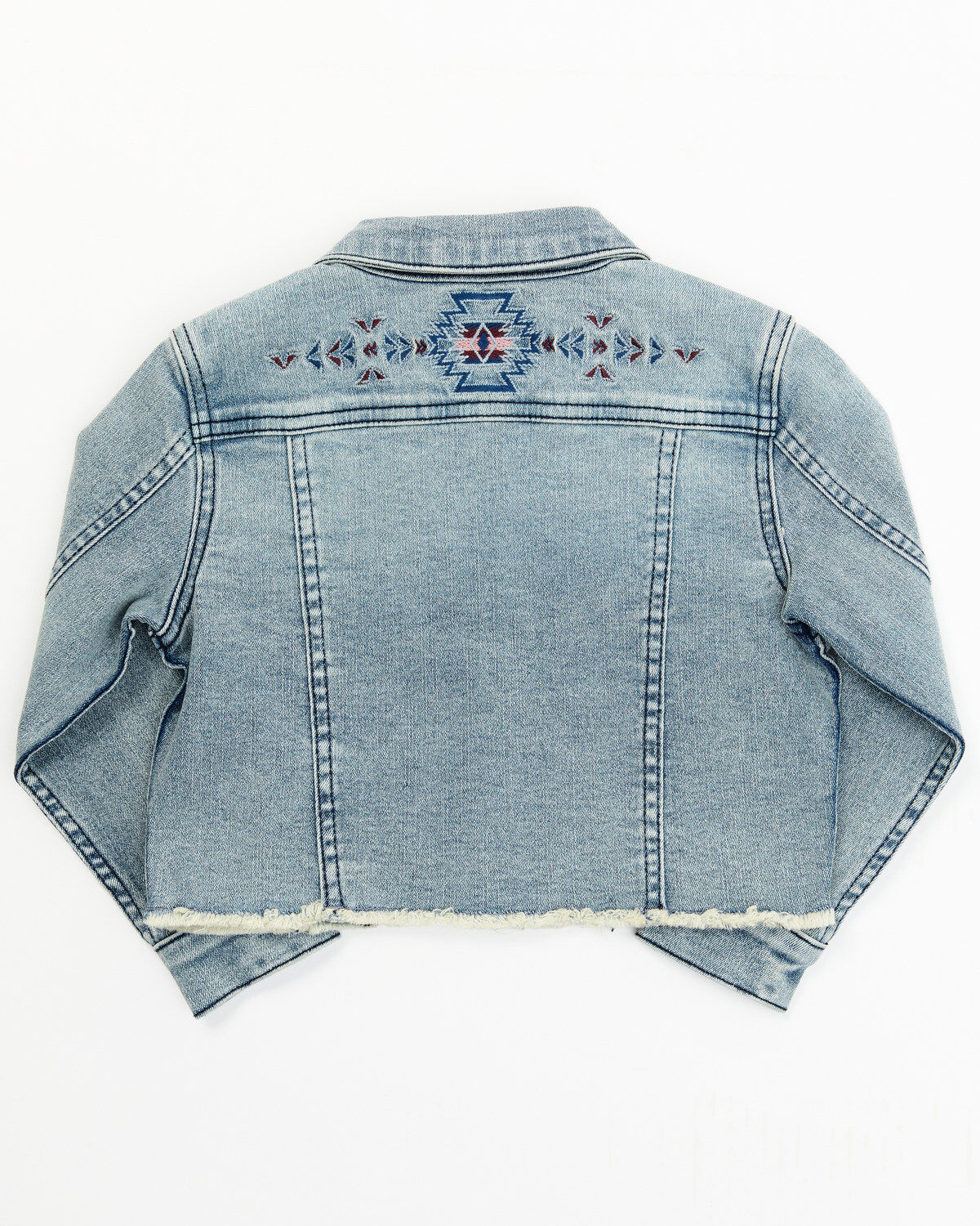 Shyanne Toddler Girls' Forks Light Wash Frayed Embroidered Denim Jacket