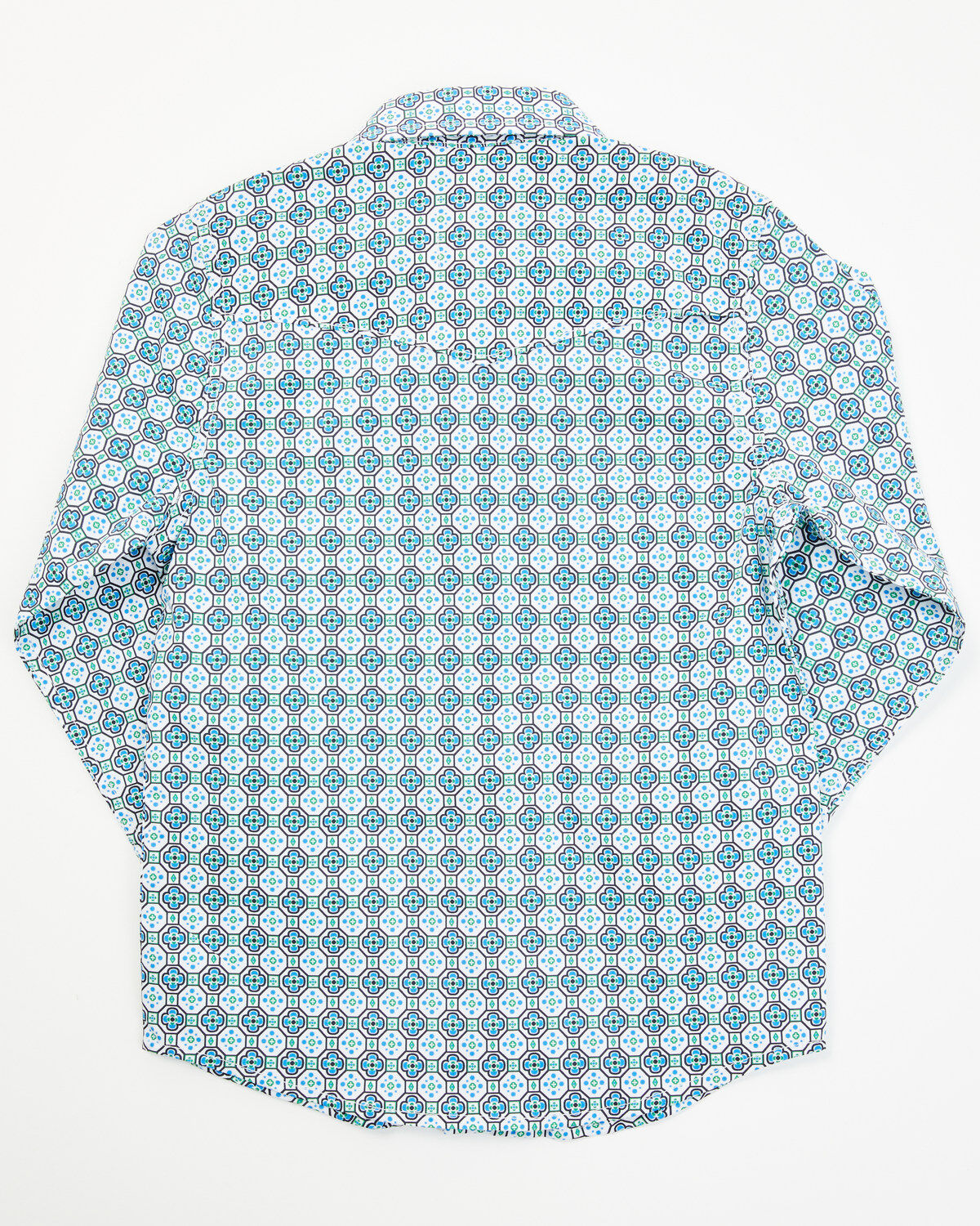 Rodeo Clothing Boys' Geo Print Long Sleeve Pearl Snap Western Shirt