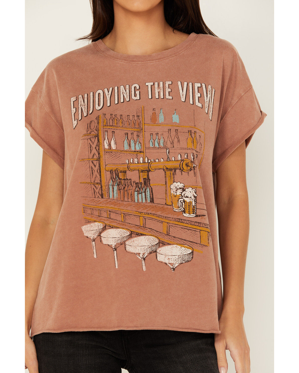 Cleo + Wolf Women's Enjoying The View Relaxed Short Sleeve Graphic Tee