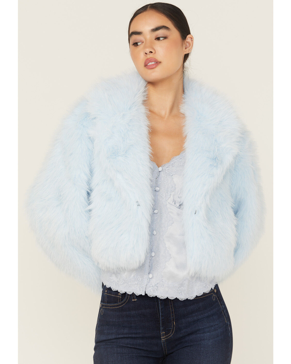 Free People Women's Faux Fur Cropped Jacket