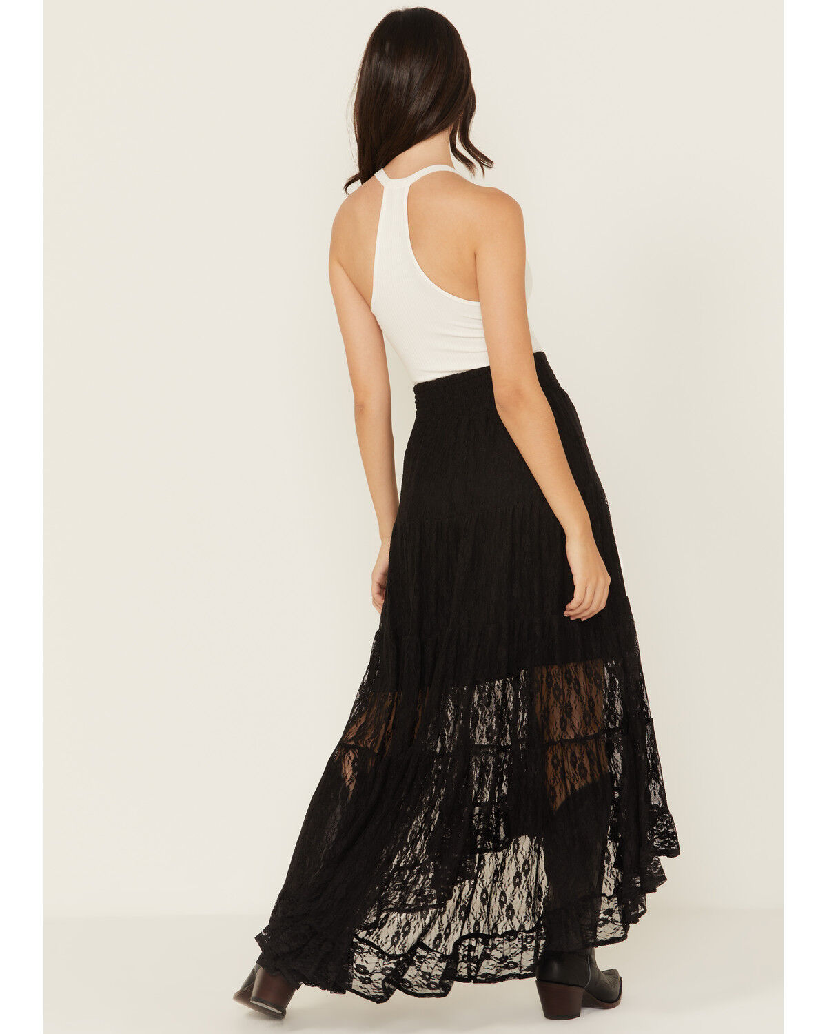 Wild Moss Women's Lace High-Low Skirt