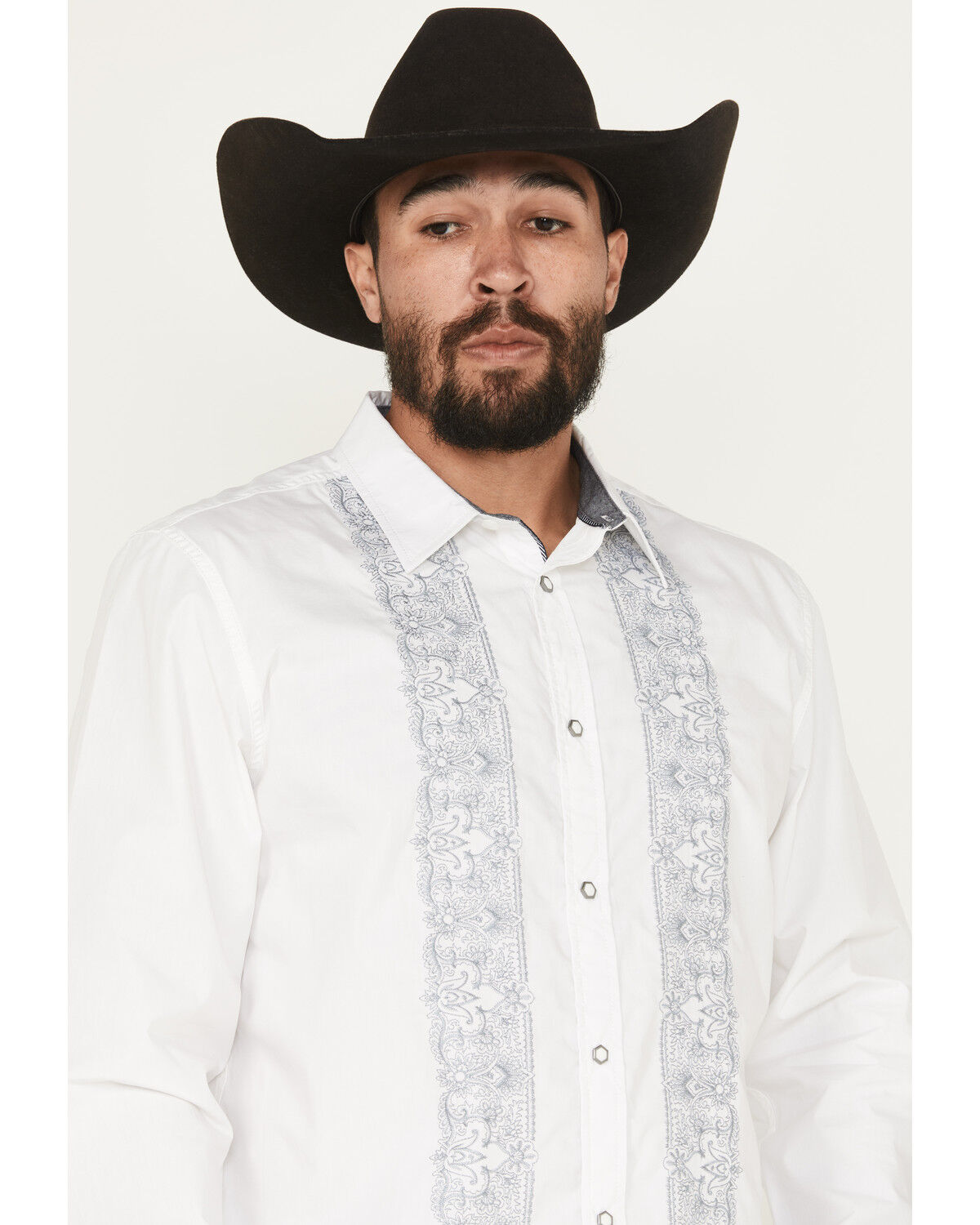 Moonshine Spirit Men's Heart Embroidered Long Sleeve Snap Western Shirt