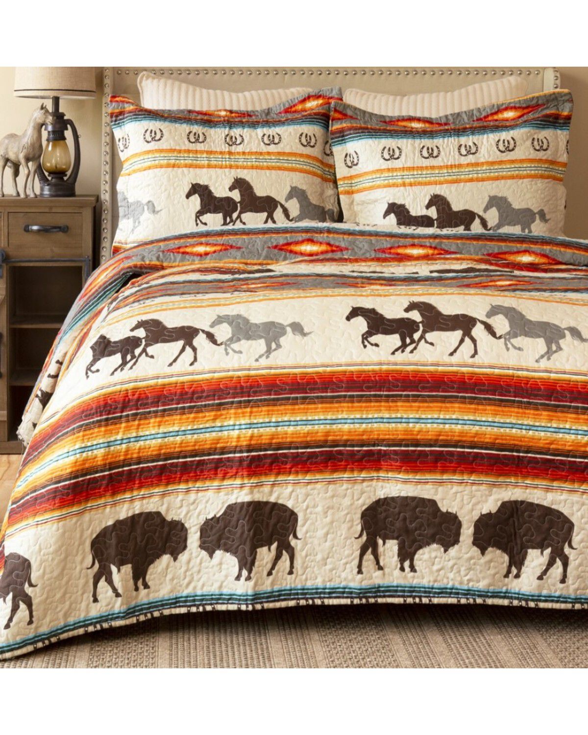 Carsten Home Western Striped Print Twin Quilt Set - 2 Piece
