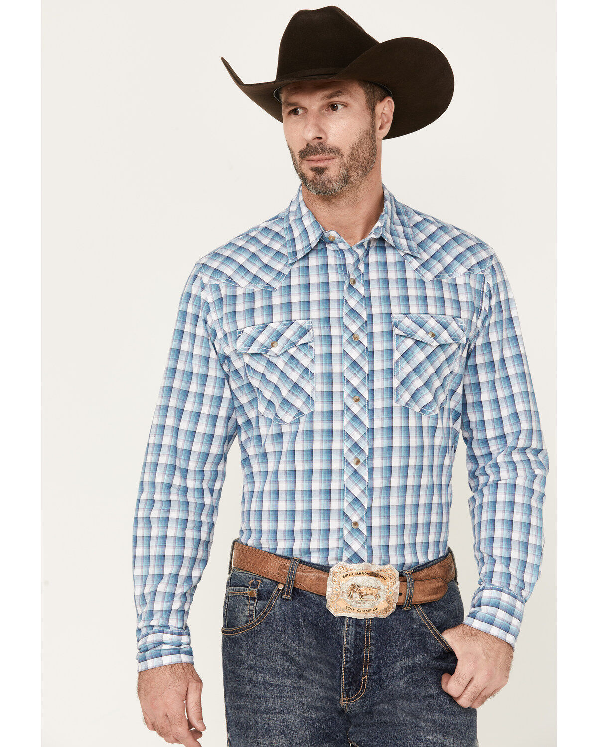 Wrangler 20x Men's Plaid Print Long Sleeve Snap Western Shirt
