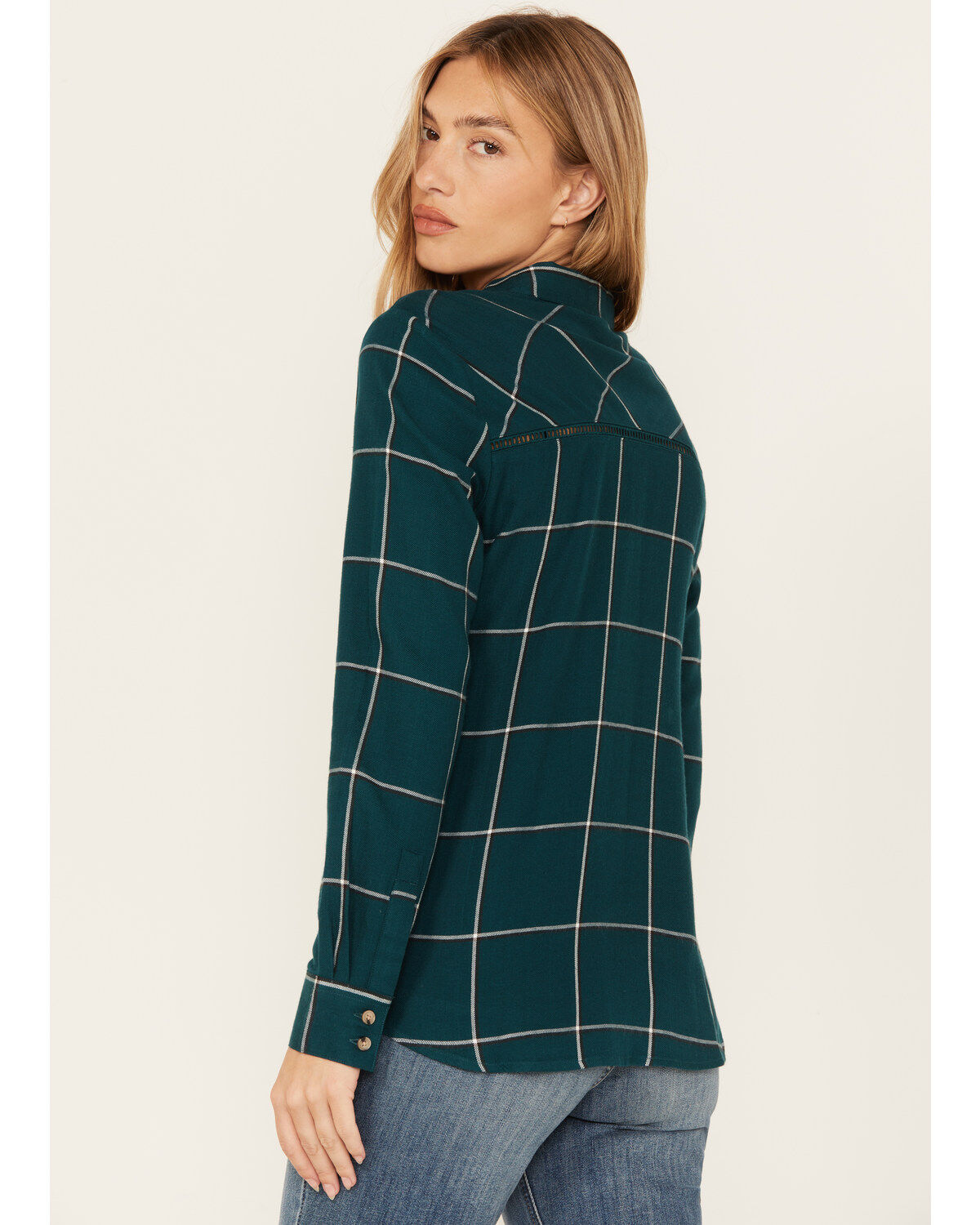 Shyanne Women's Plaid Print Long Sleeve Button-Down Western Shirt