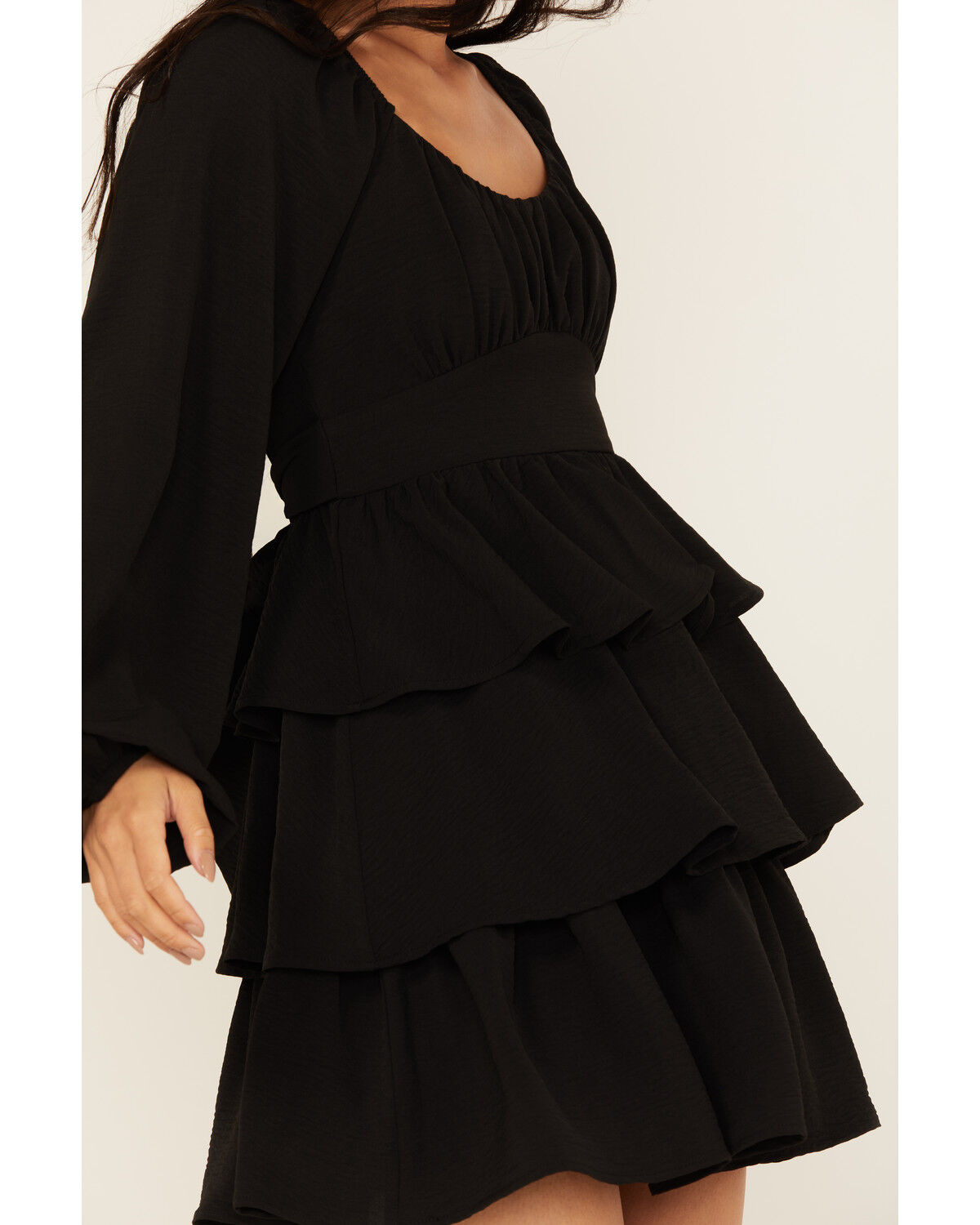 Originality Women's Long Sleeve Tiered Mini Dress