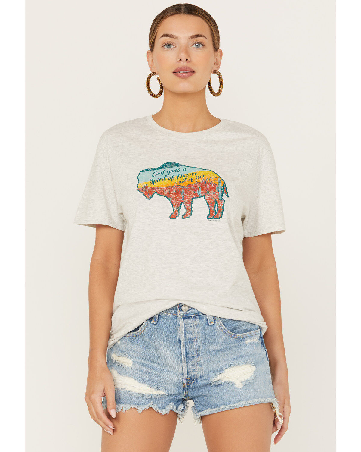 Kerusso Women's Bison Short Sleeve Graphic Tee
