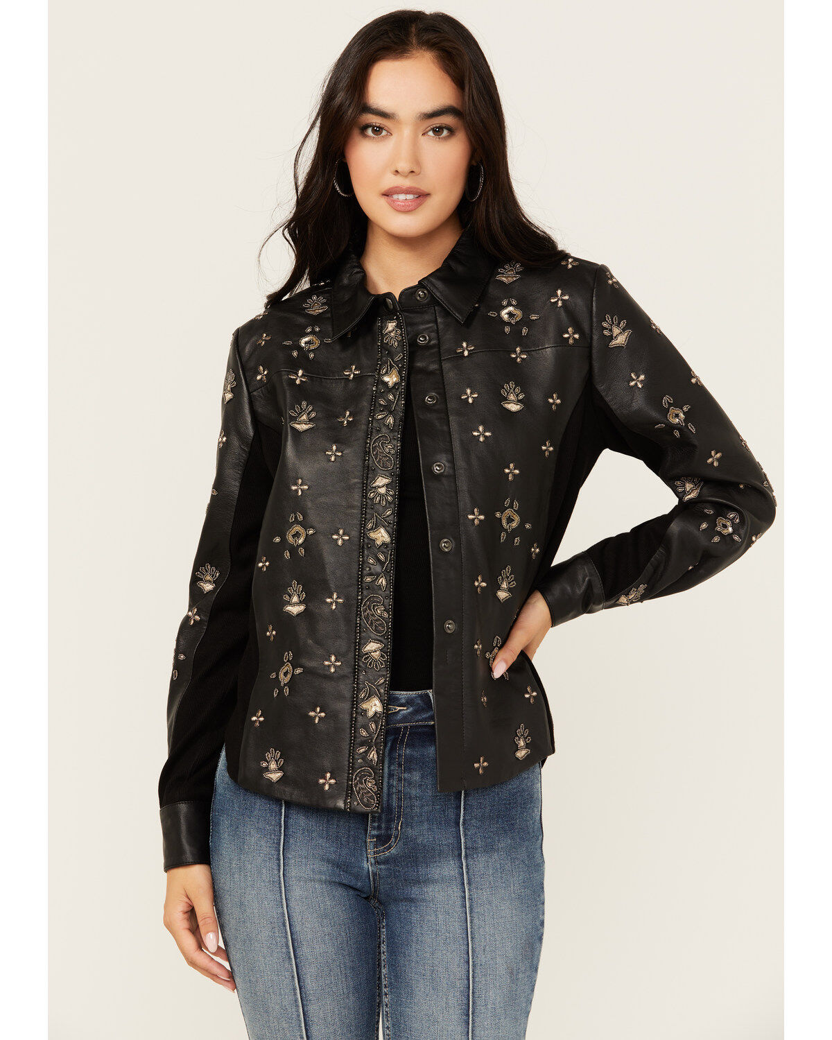 Idyllwind Women's Siers Embellished Leather Snap Shirt