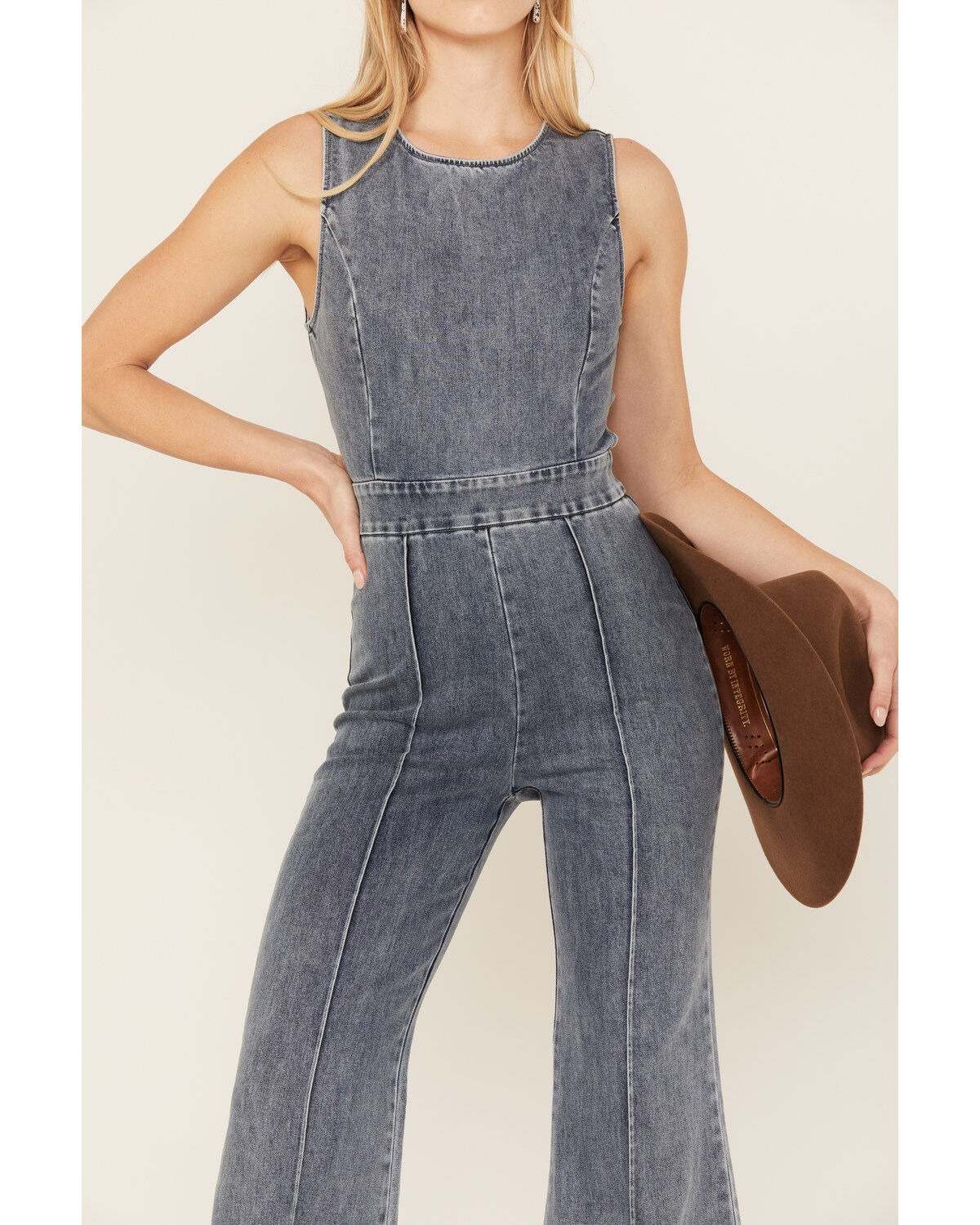 Flying Tomato Women's It's Another Day Light Denim Jumpsuit