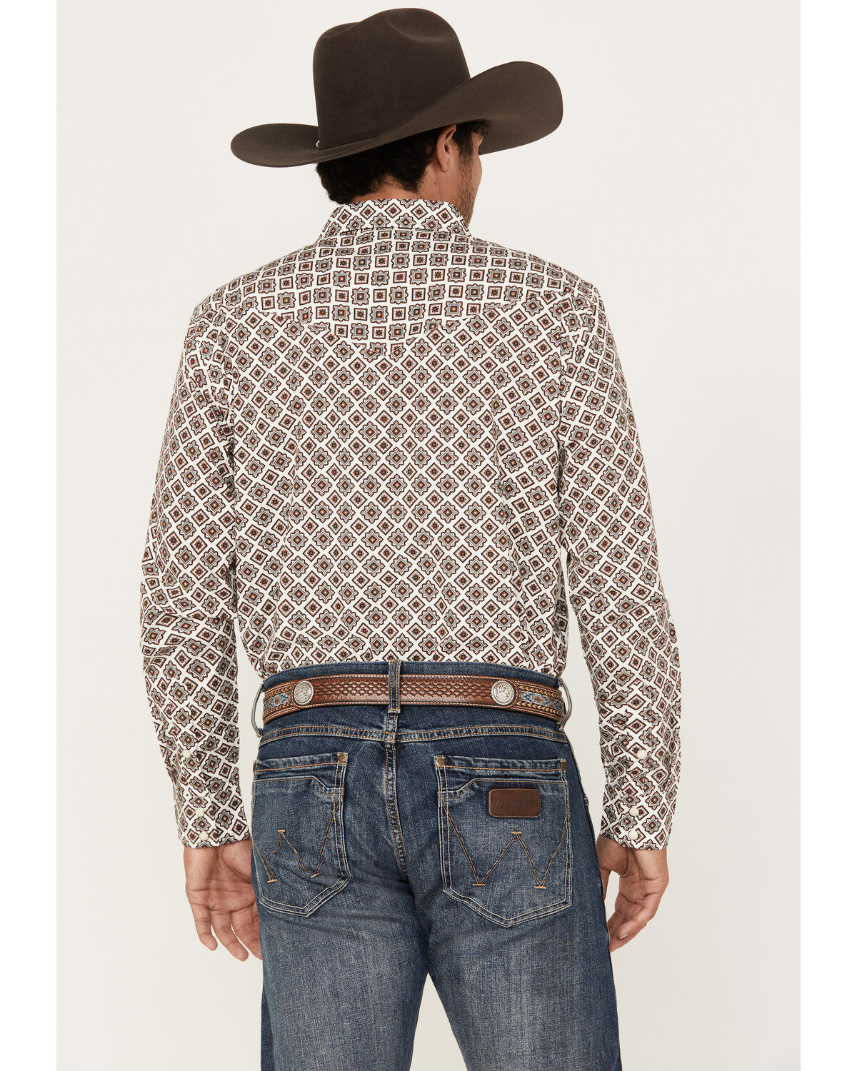 Gibson Men's Railroad Medallion Print Long Sleeve Pearl Snap Western Shirt