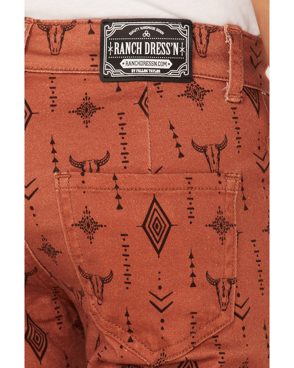 Ranch Dress'n Girls' Southwestern Steerhead Print Stretch Super Flare Jeans