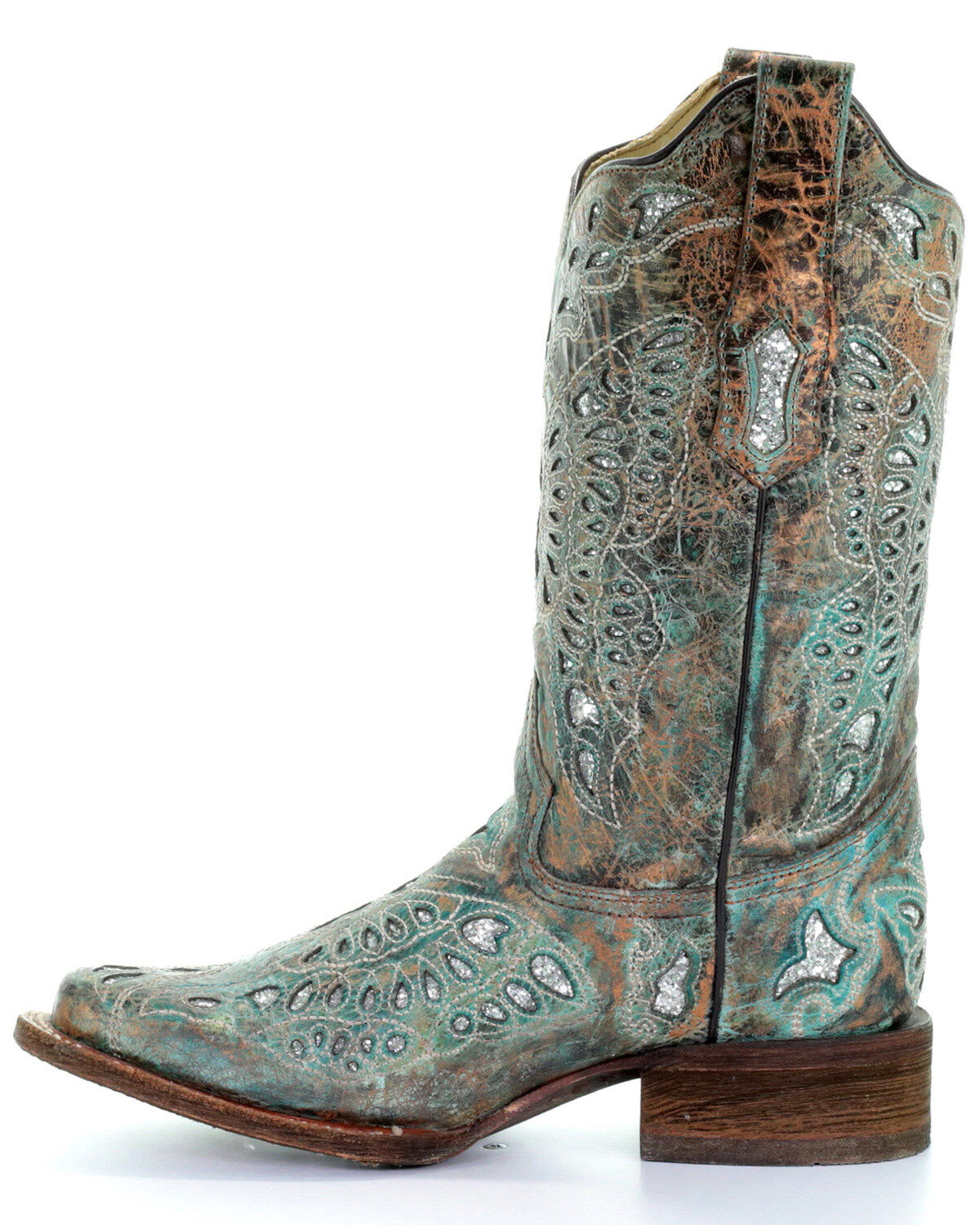Corral Women's Metallic Bronze Glitter Butterfly Western Boots - Square Toe