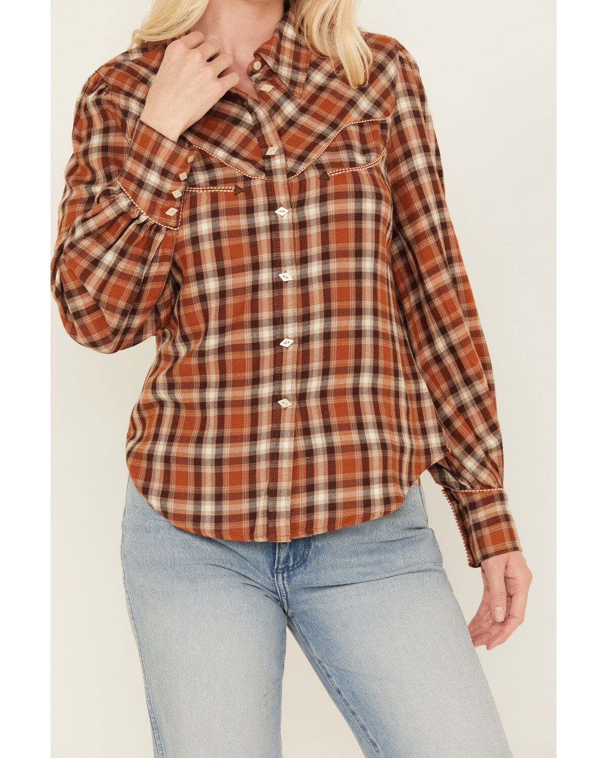 Shyanne Women's Plaid Print Long Sleeve Button-Down Flannel Shirt