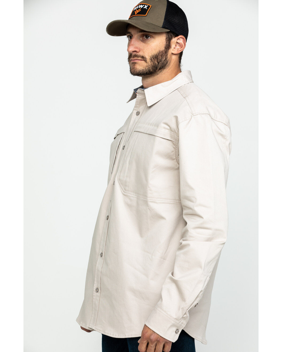 Hawx Men's Khaki Stretch Twill Long Sleeve Work Shirt