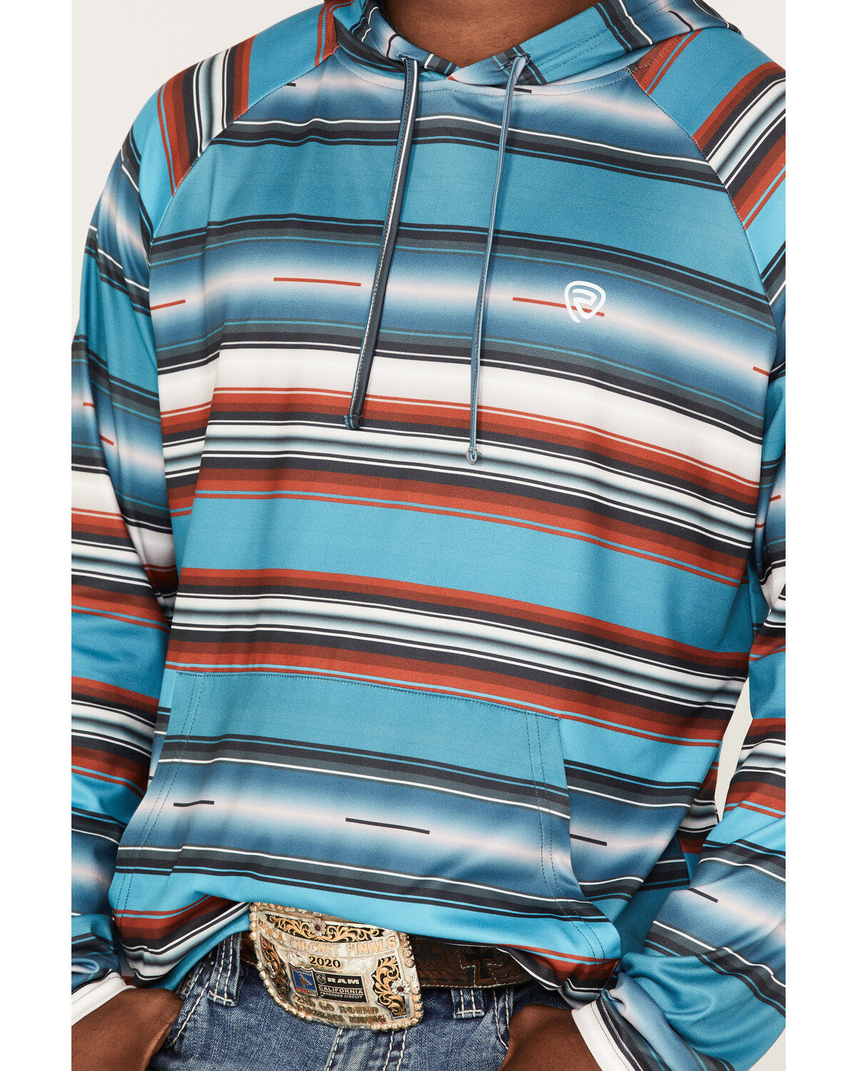Rock & Roll Denim Men's Serape Stripe Print Hooded Sweatshirt