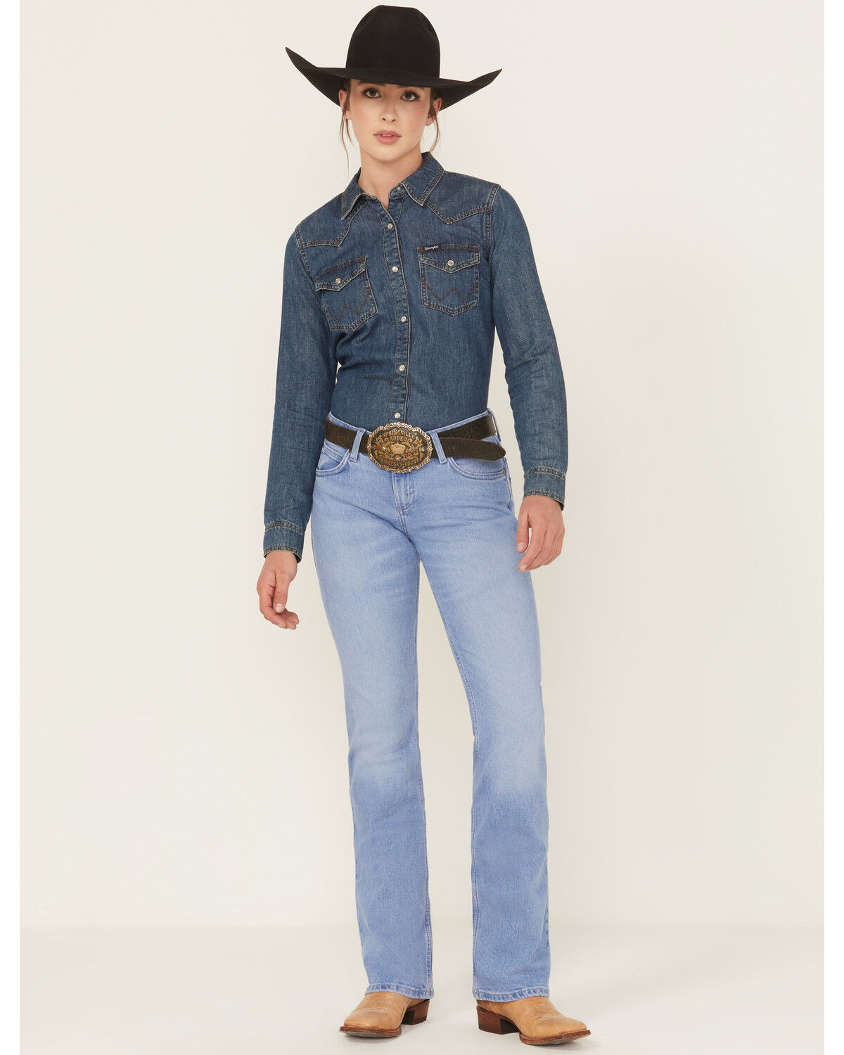 Wrangler Retro Women's Kai Light Wash Mid Rise Kai Bootcut Stretch Denim Jeans