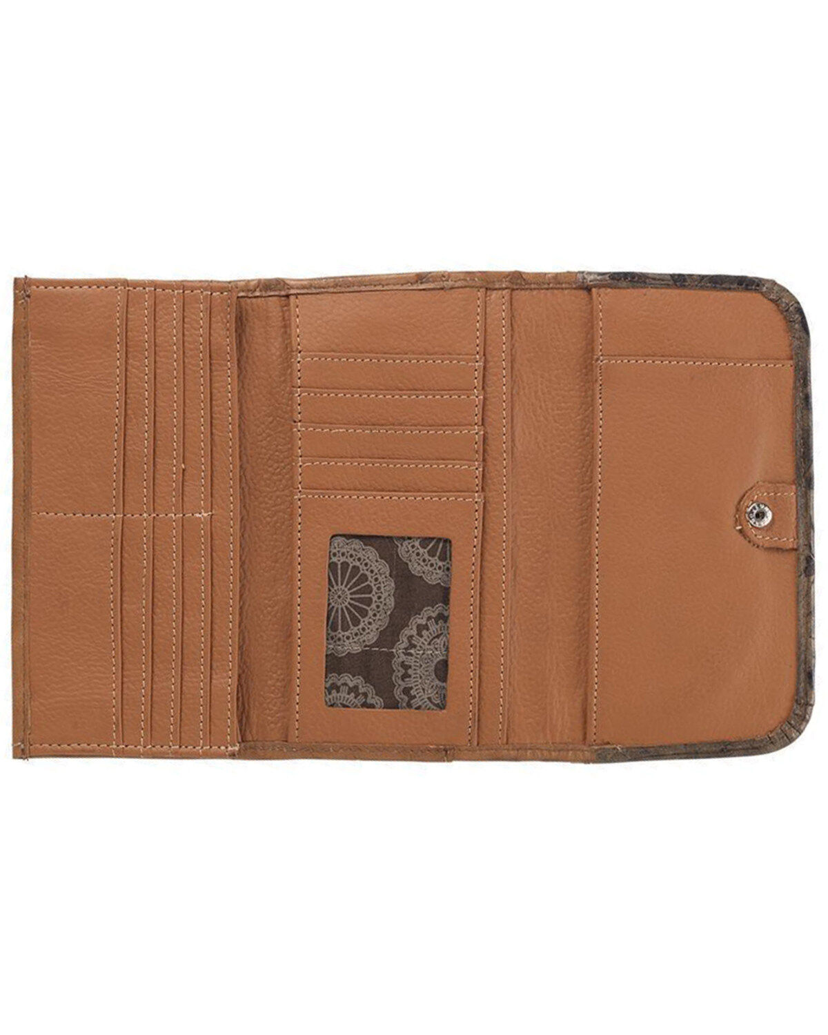 American West Women's Texas Rose Tooled Trifold Wallet