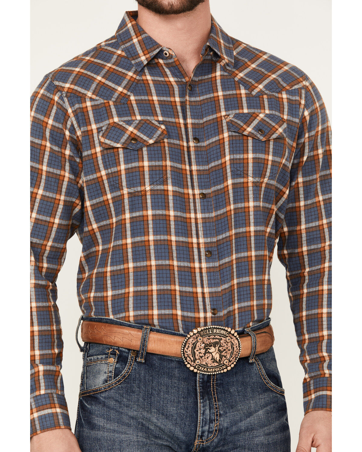Cody James Men's Sunrise Plaid Print Long Sleeve Western Snap Shirt - Big
