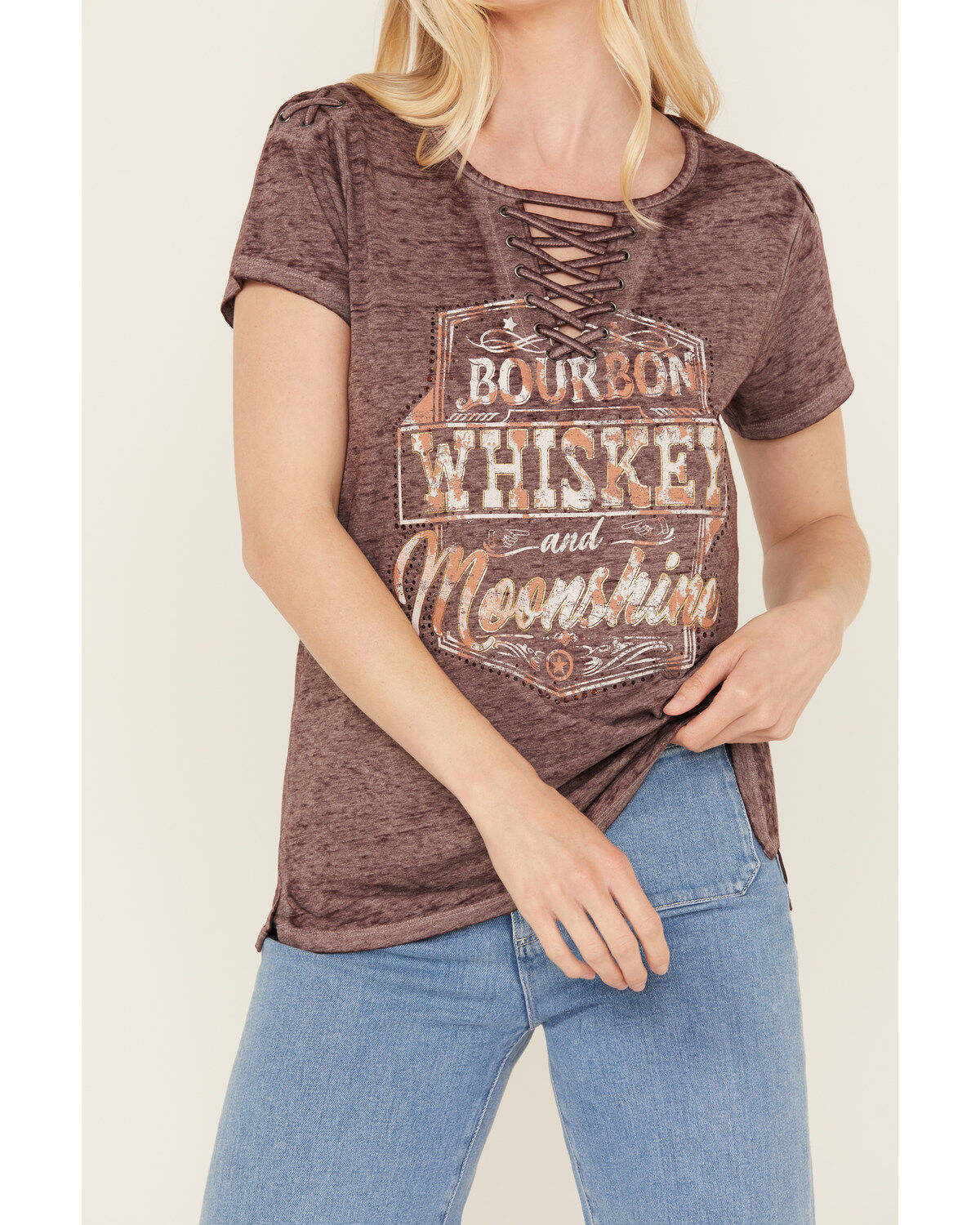 Blended Women's Whiskey Lace-Up Graphic Tee