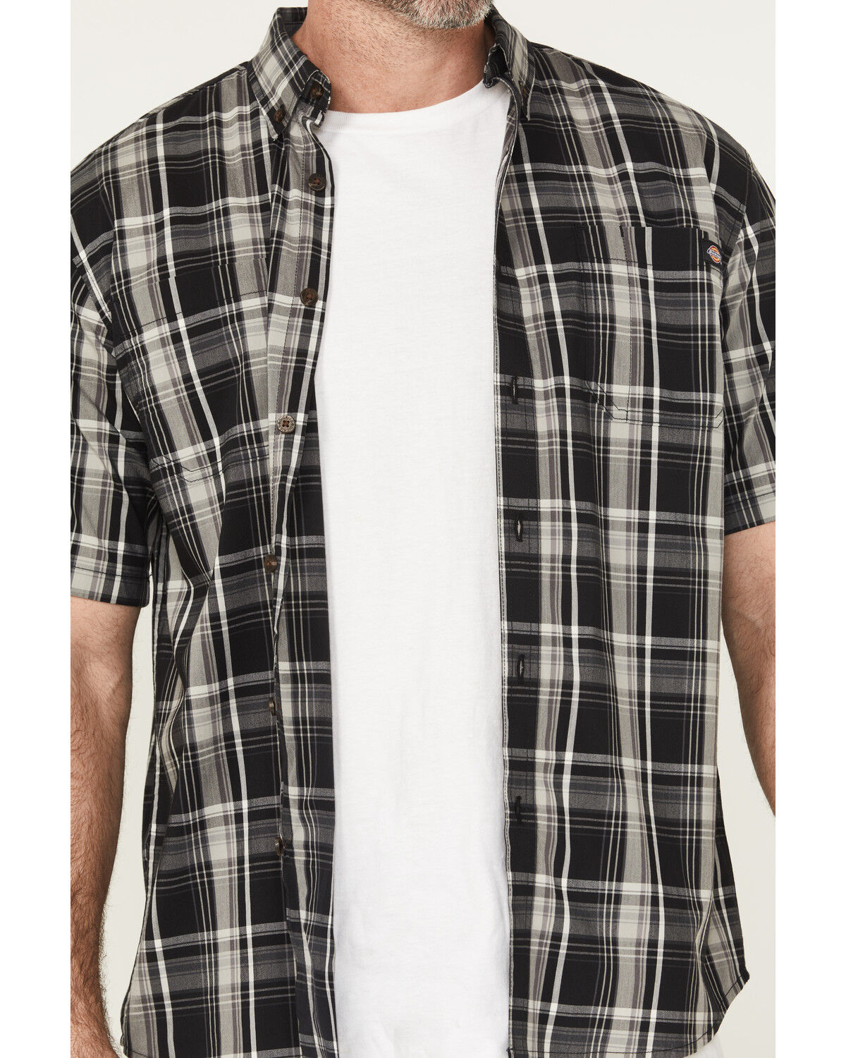 Dickies Men's Flex Plaid Print Short Sleeve Button-Down Work Shirt