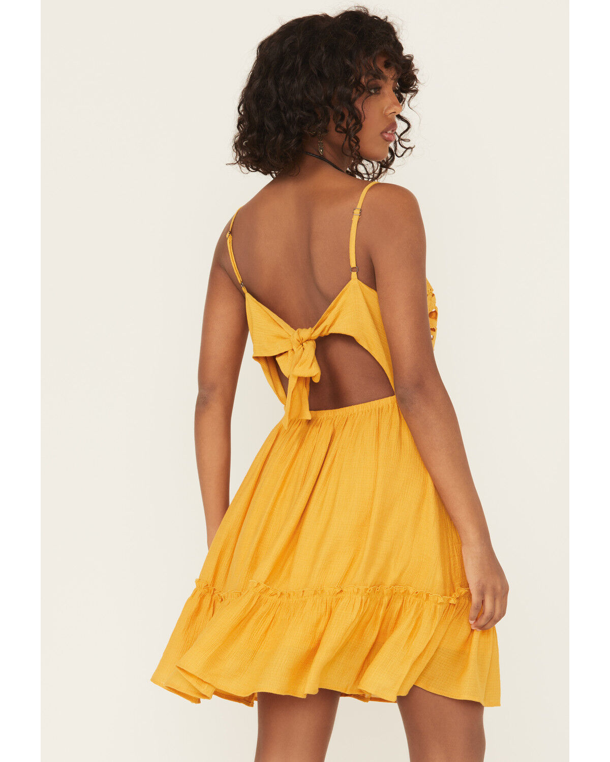 Shyanne Women's Bustier Tie Back Lace Mini Dress