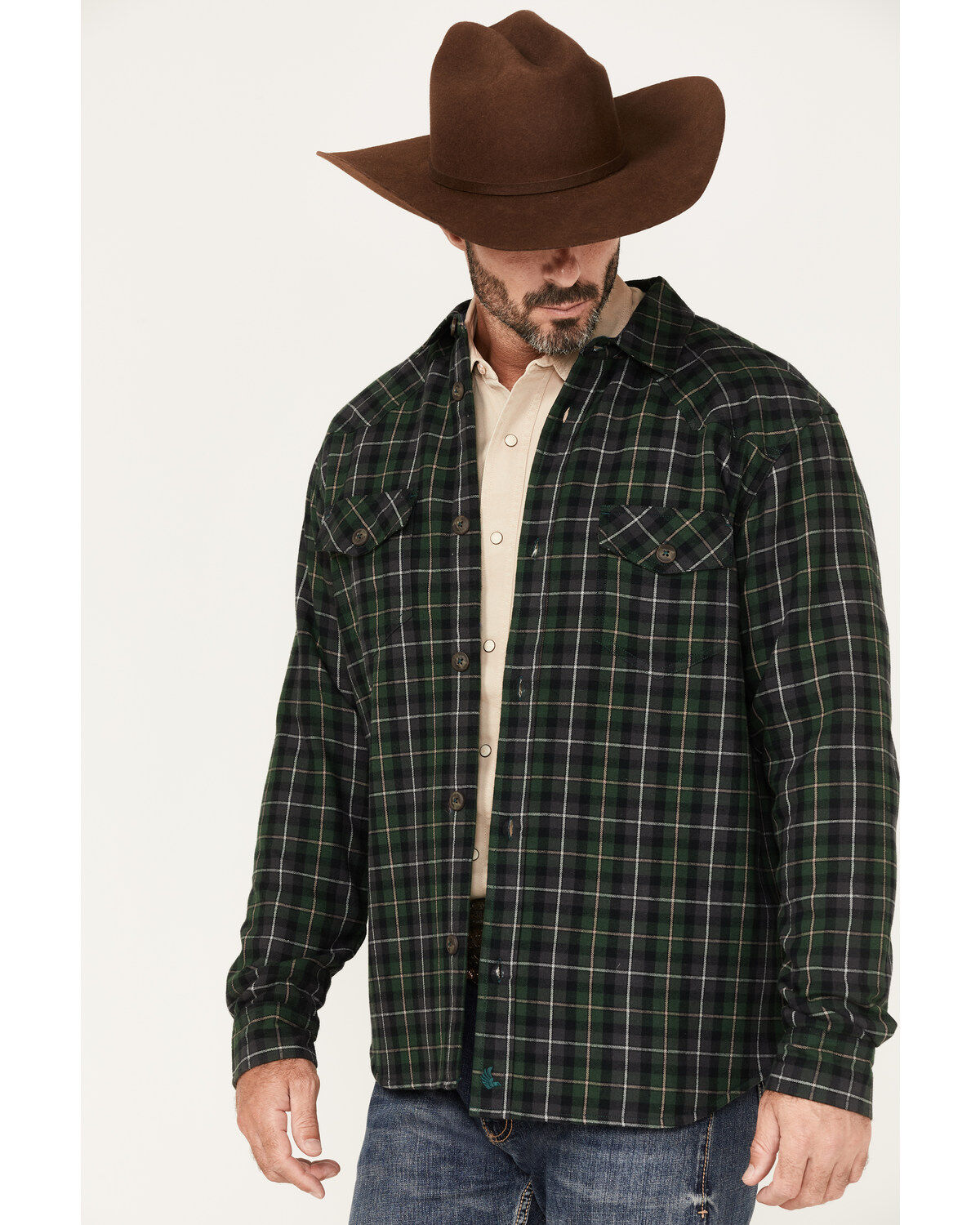 Cody James Men's Alder Tree Plaid Button Down Bonded Western Flannel Shirt Jacket