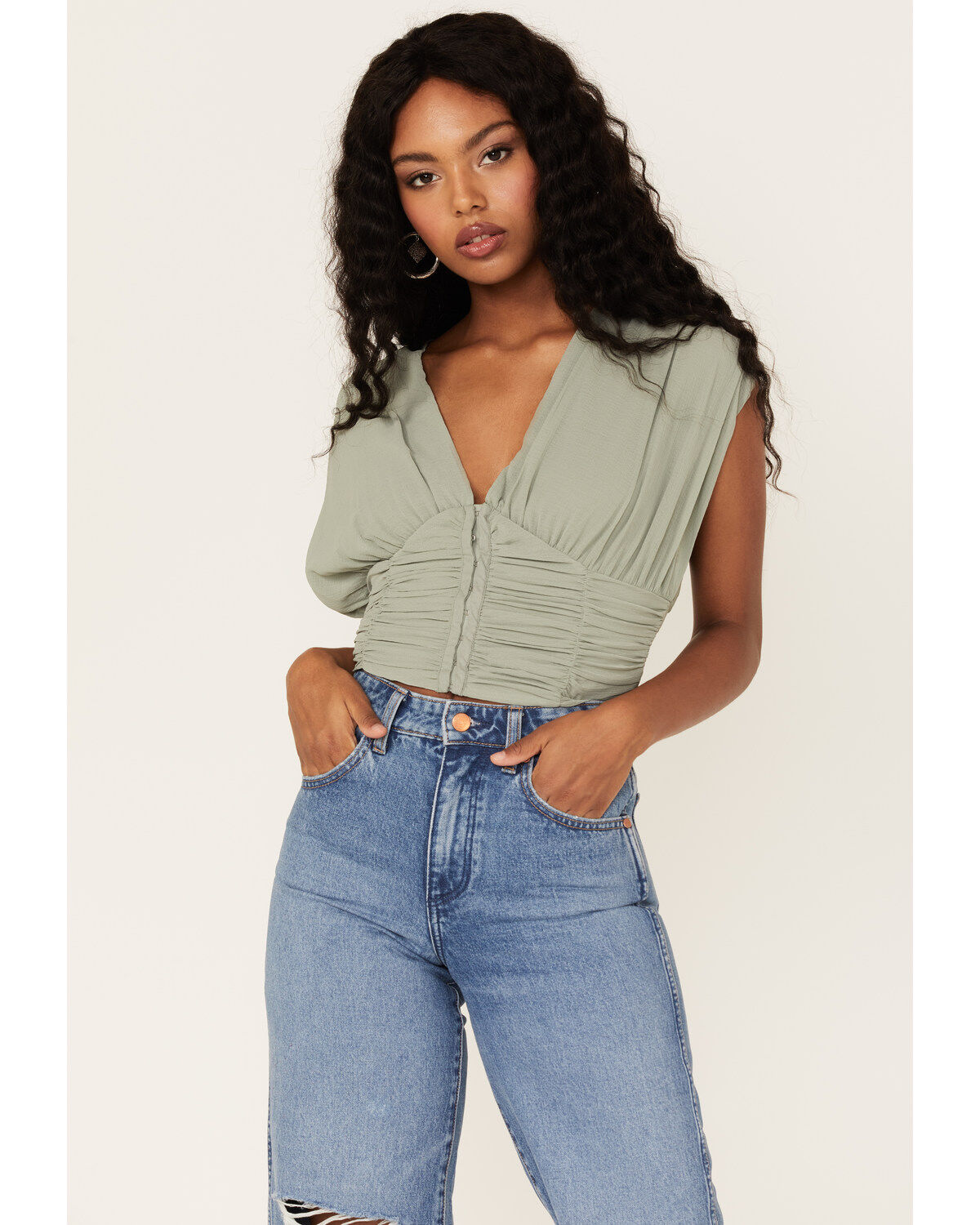 Free People Women's Aria Ruched Corset Crop Top