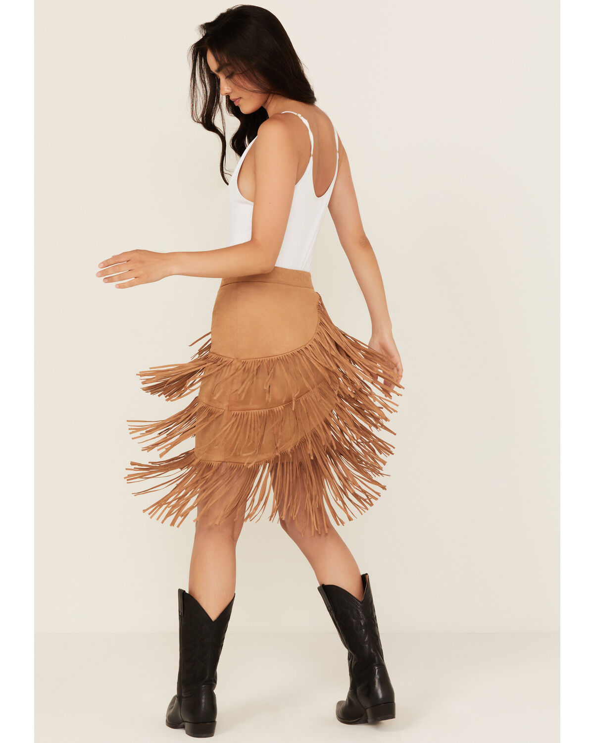 Idyllwind Women's Tina Faux Suede Fringe Mini Skirt