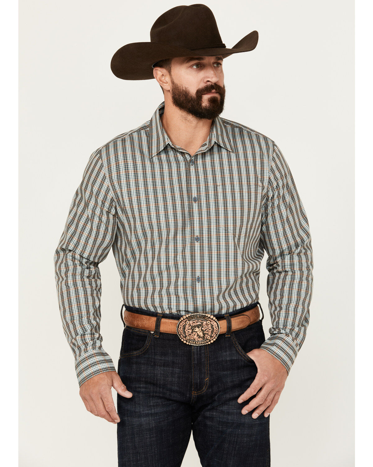 Gibson Trading Co Men's Stadium Plaid Print Long Sleeve Button-Down Shirt
