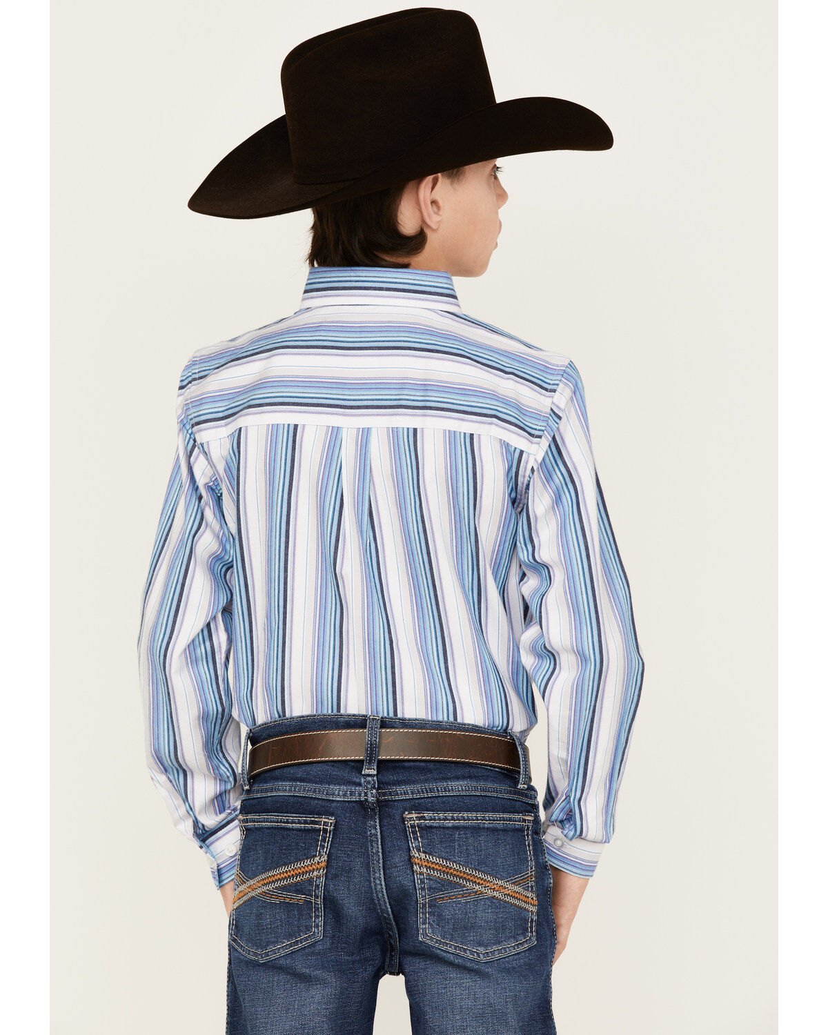 Panhandle Boys' Striped Long Sleeve Button-Down Western Shirt