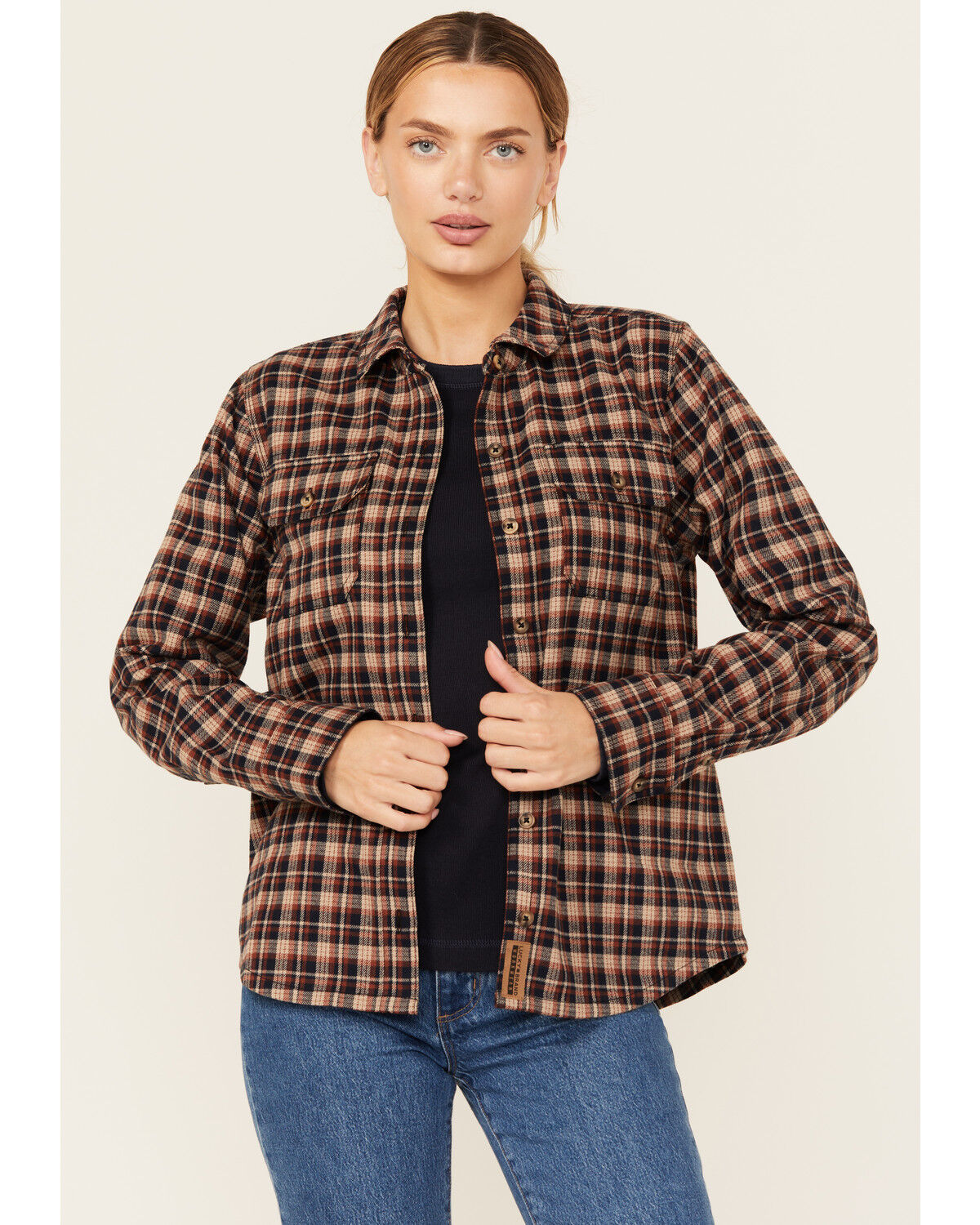 Lucky Brand Workwear Women's Graceland Plaid Print Long Sleeve Button-Down Flannel Shirt