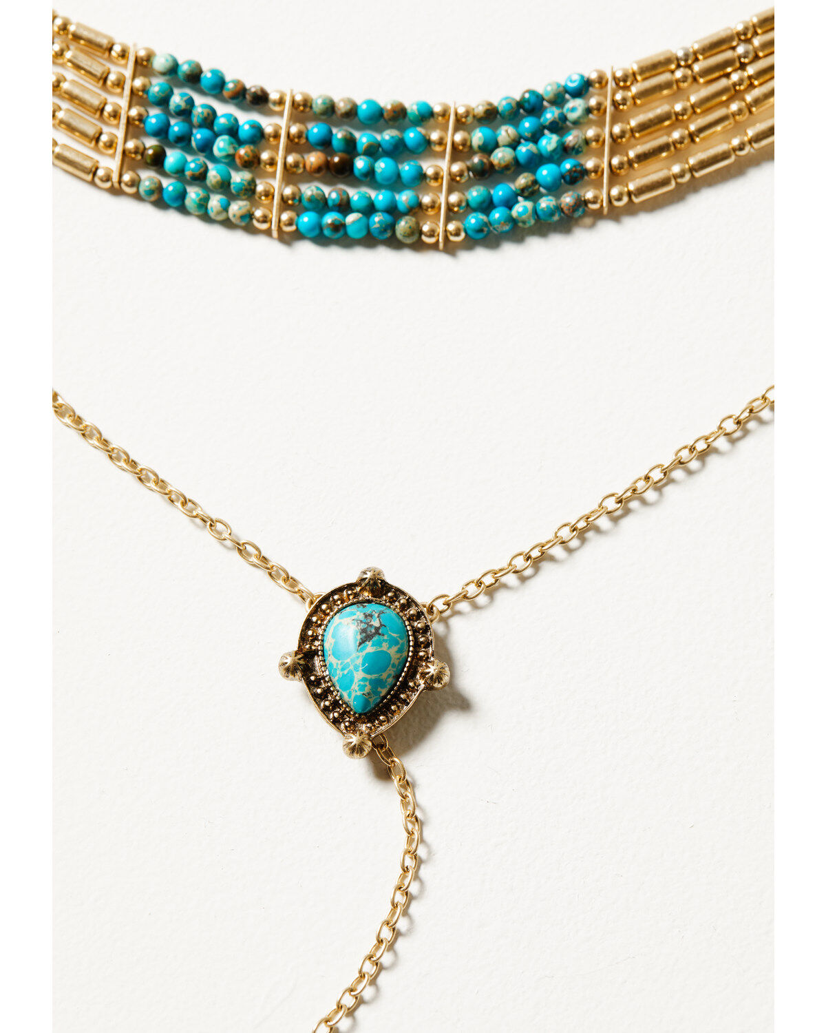 Shyanne Women's Golden Turquoise Beaded Choker Necklace
