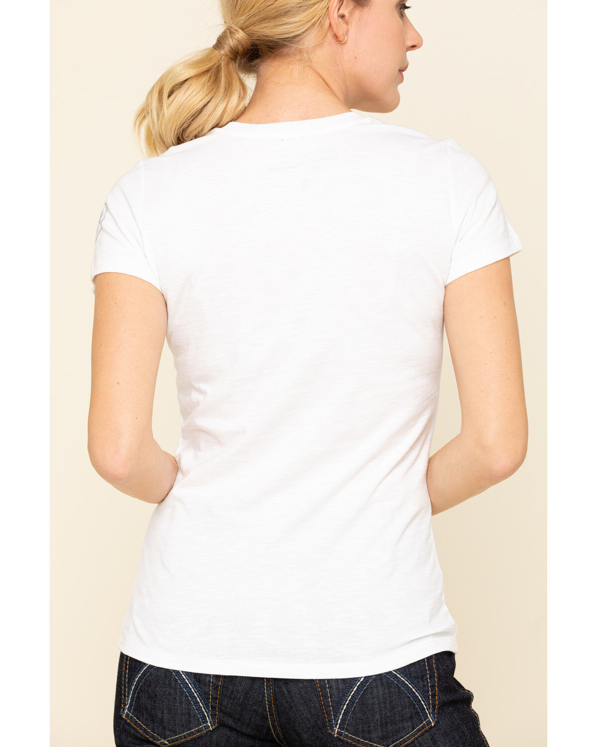 Dovetail Workwear Women's White Solid V-Neck Work Tee