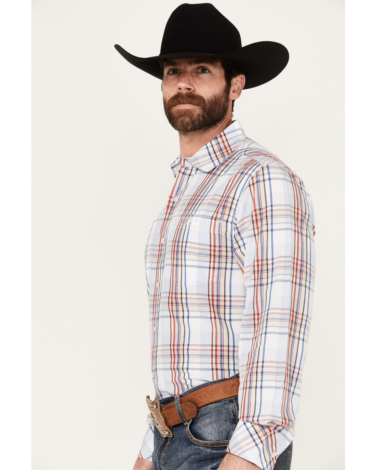 Resistol Men's Sulphur Plaid Print Long Sleeve Button Down Western Shirt