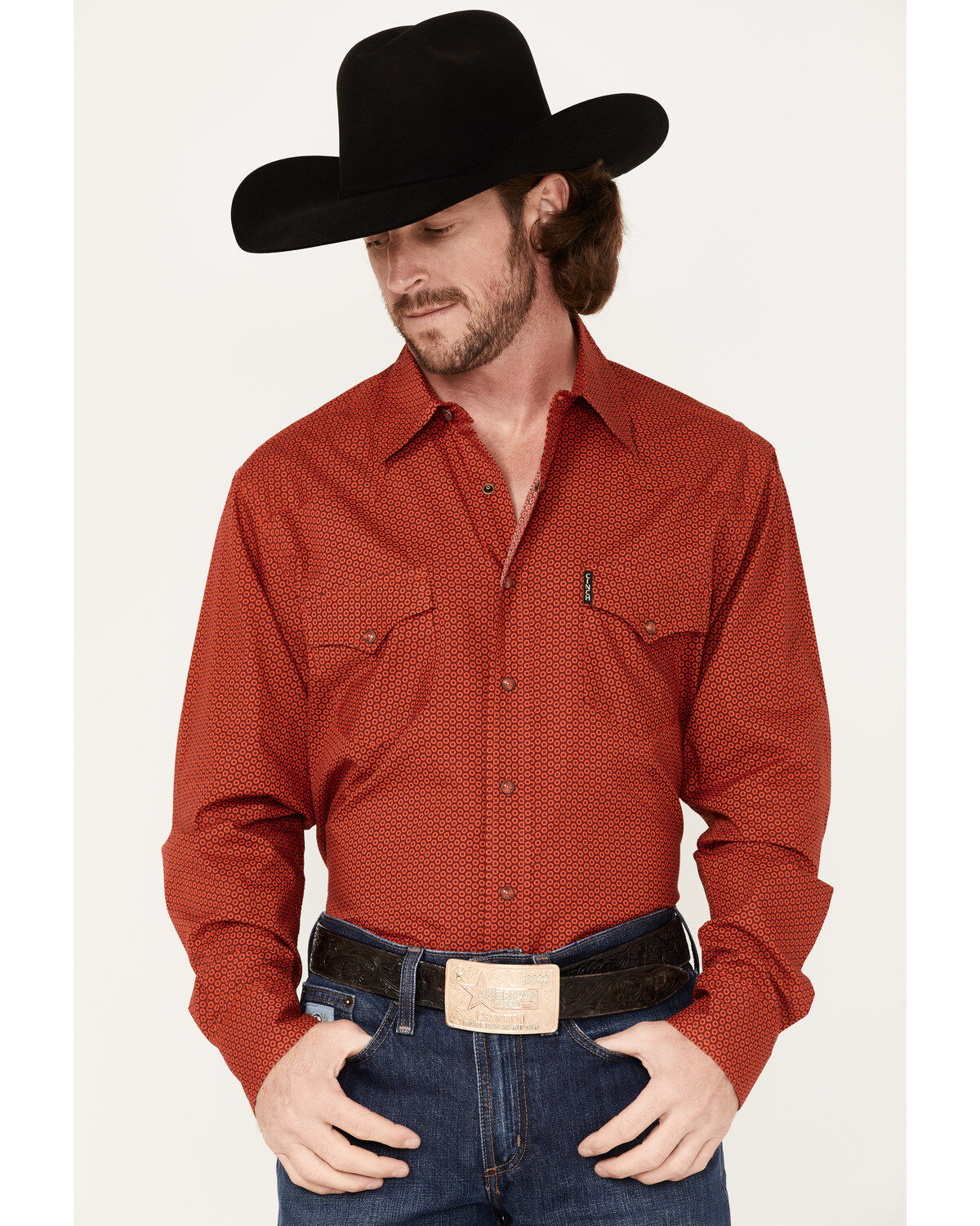 Cinch Men's Modern Fit Small Geo Print Snap Western Shirt