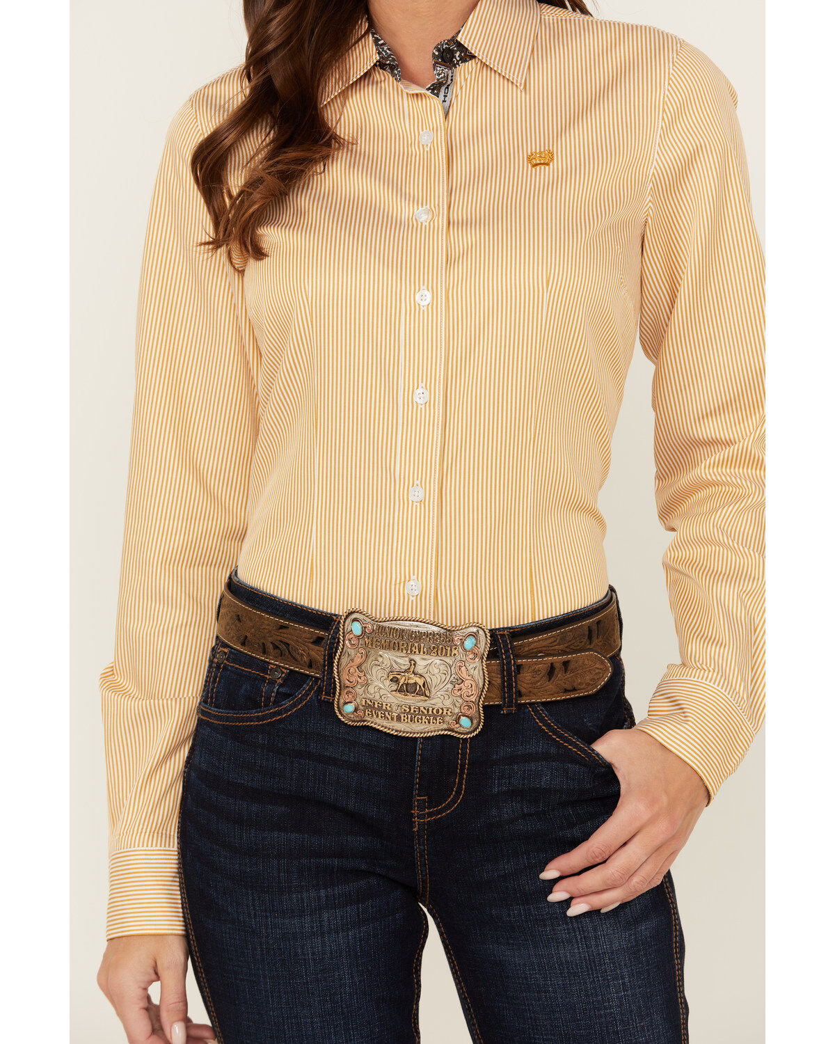 Cinch Women's Striped Long Sleeve Button-Down Western Shirt