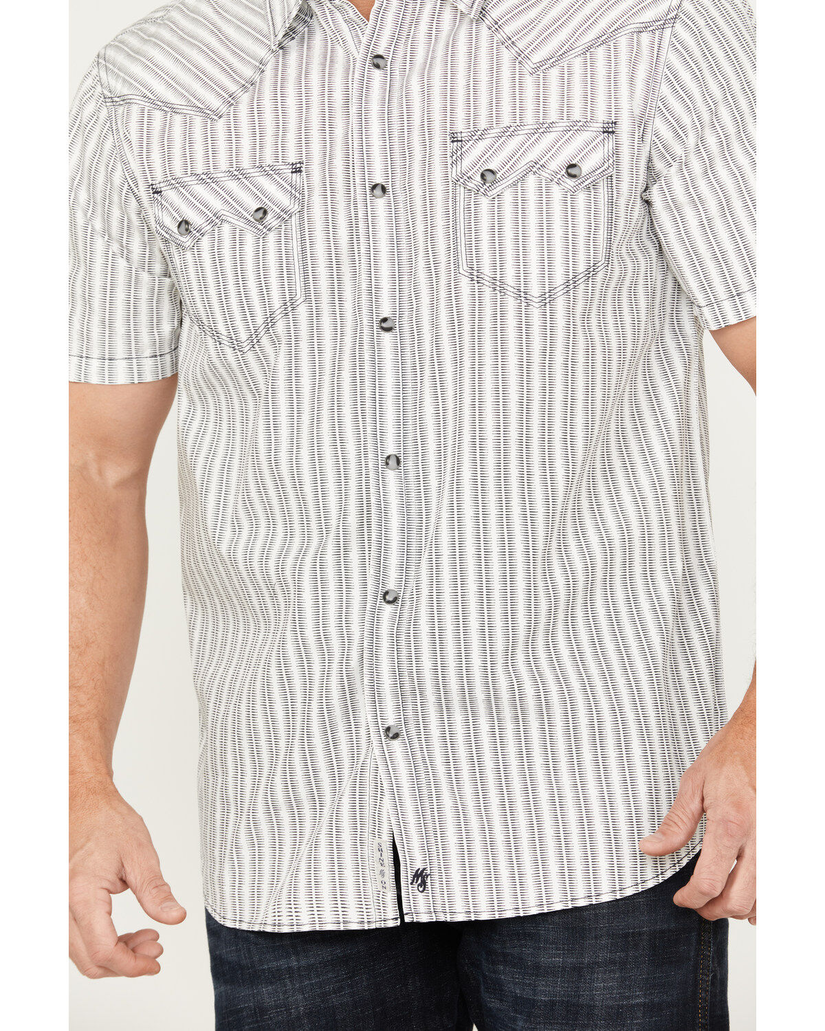 Moonshine Spirit Men's Striped Short Sleeve Western Snap Shirt