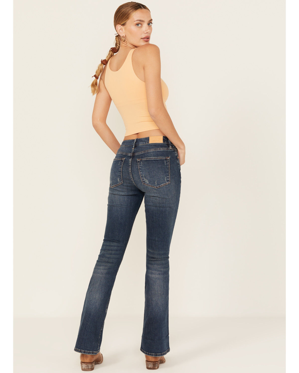 Dear John Women's Jaxtyn Dark Wash Mid Rise Bootcut Stretch Denim Jeans