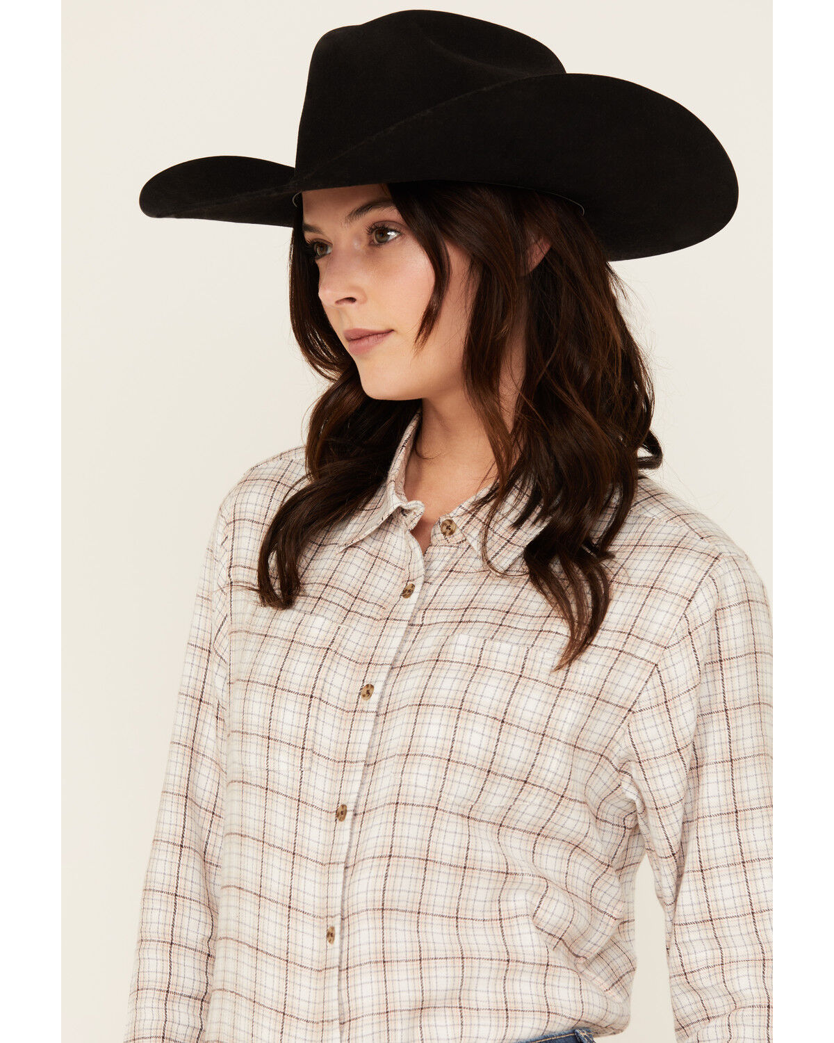 Shyanne Women's Plaid Print Long Sleeve Button-Down Western Shirt