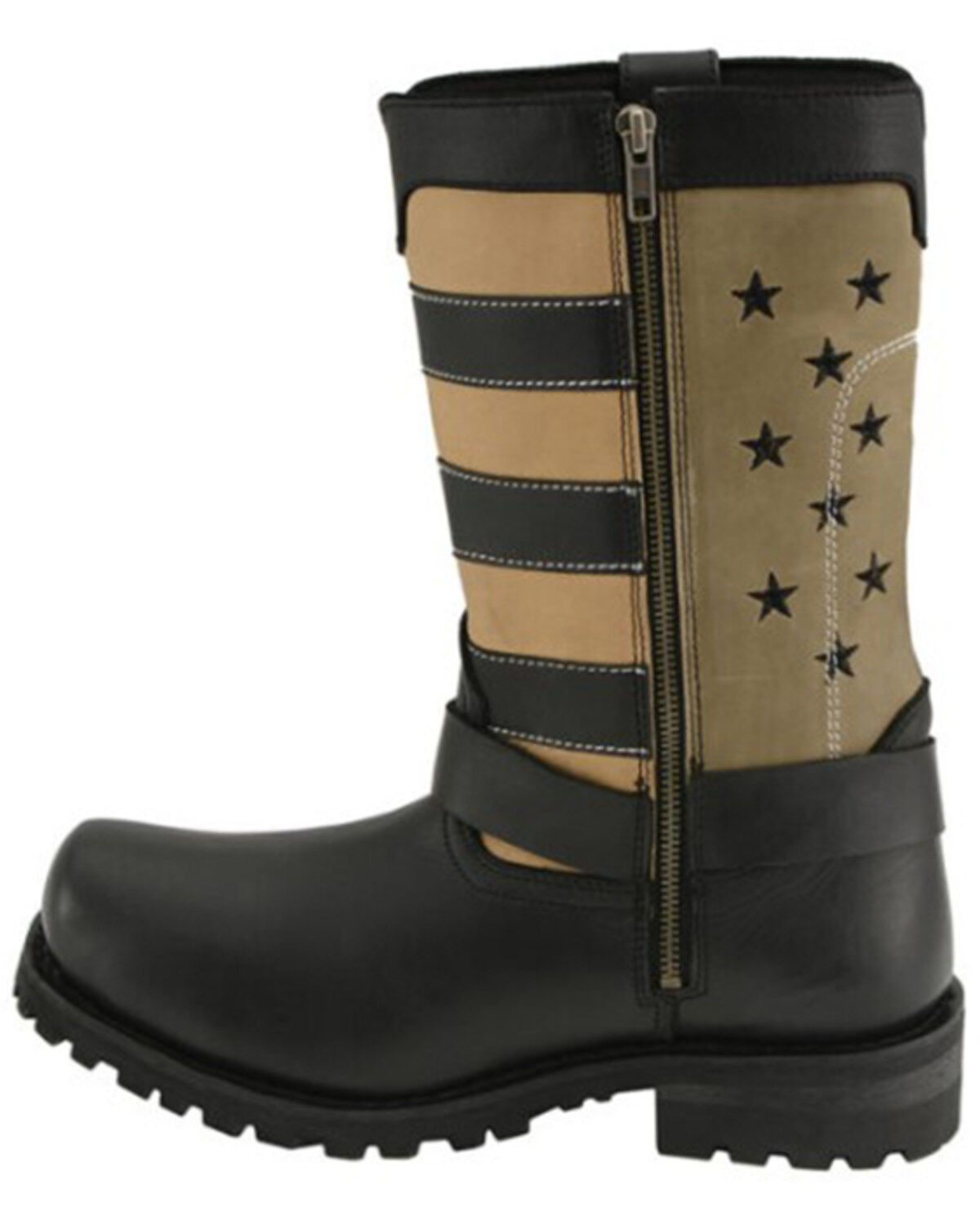 Milwaukee Leather Men's Stars And Stripes Motorcycle Harness Boots Square Toe - Extended Sizes