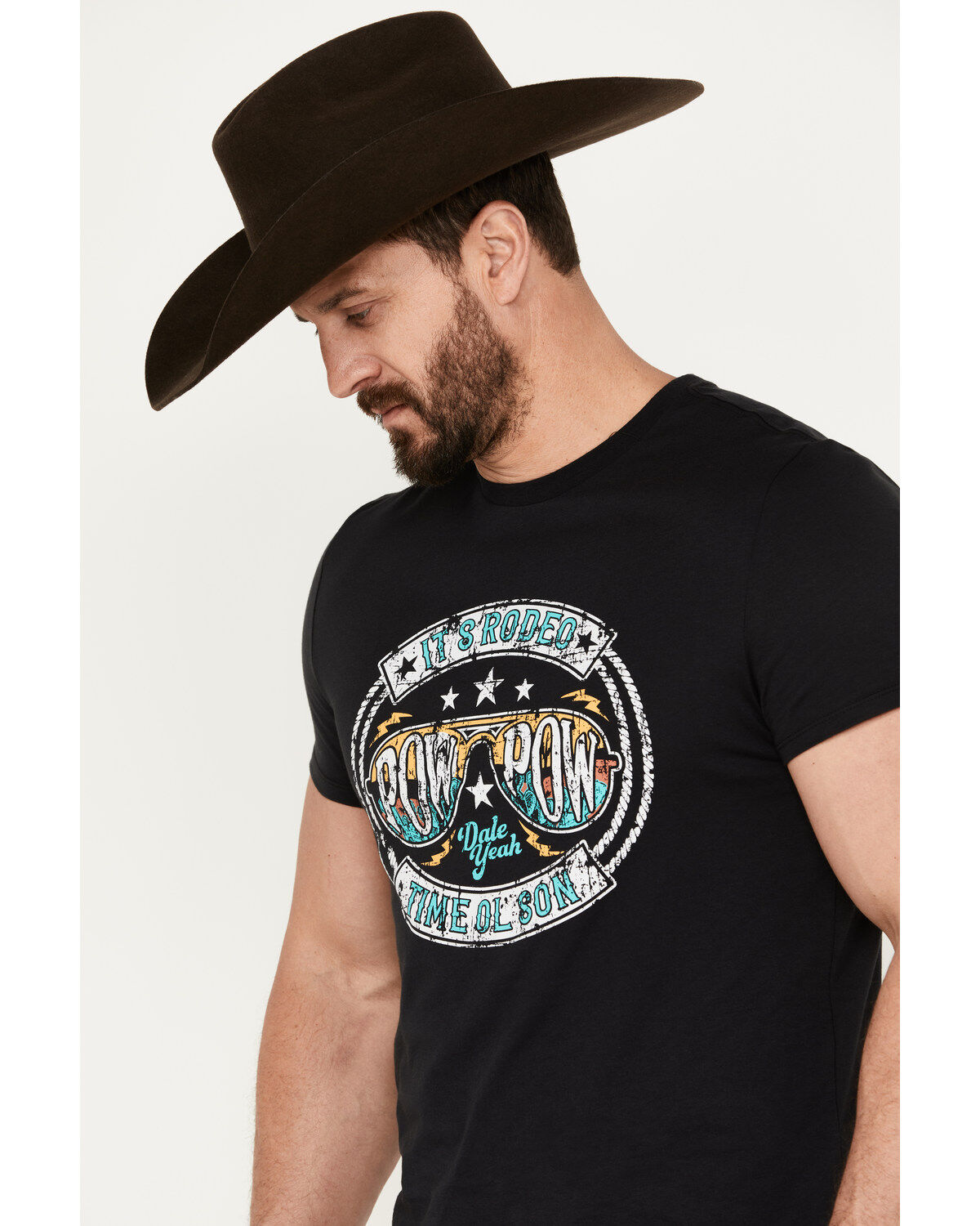 Rock & Roll Denim Men's Pow Pow Rodeo Short Sleeve Graphic T-Shirt