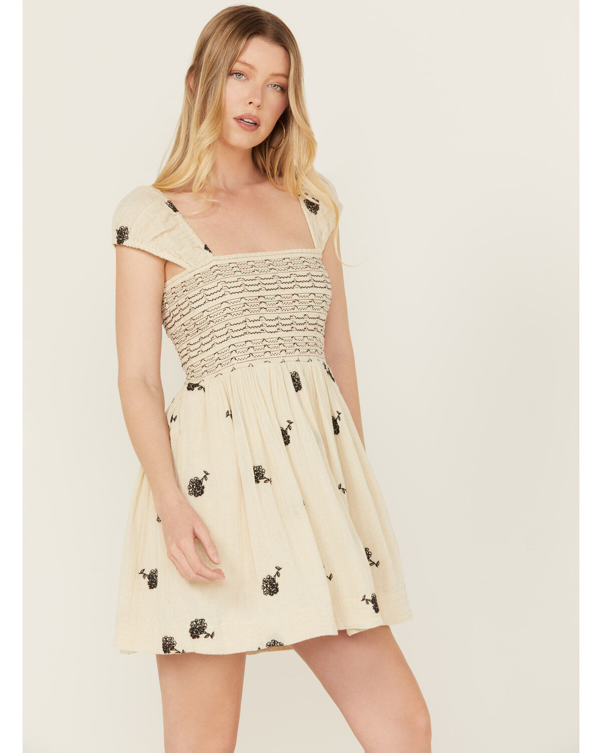 Free People Women's Tory Floral Smocked Mini Dress